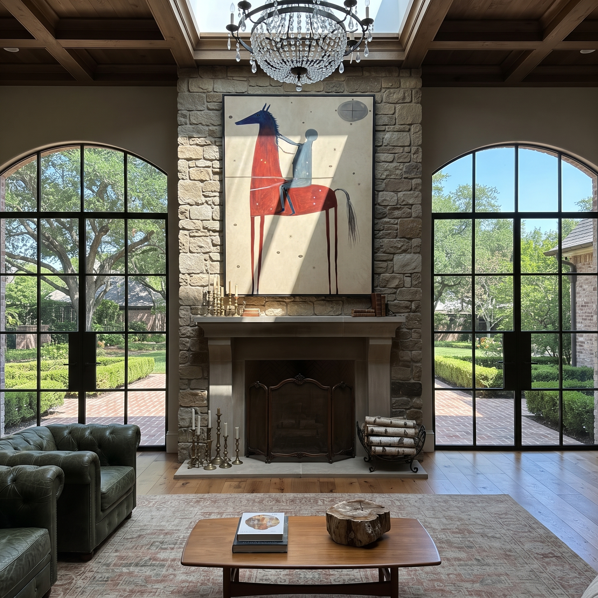 Moon Watches Red Horse presented as a colorful interior focal point