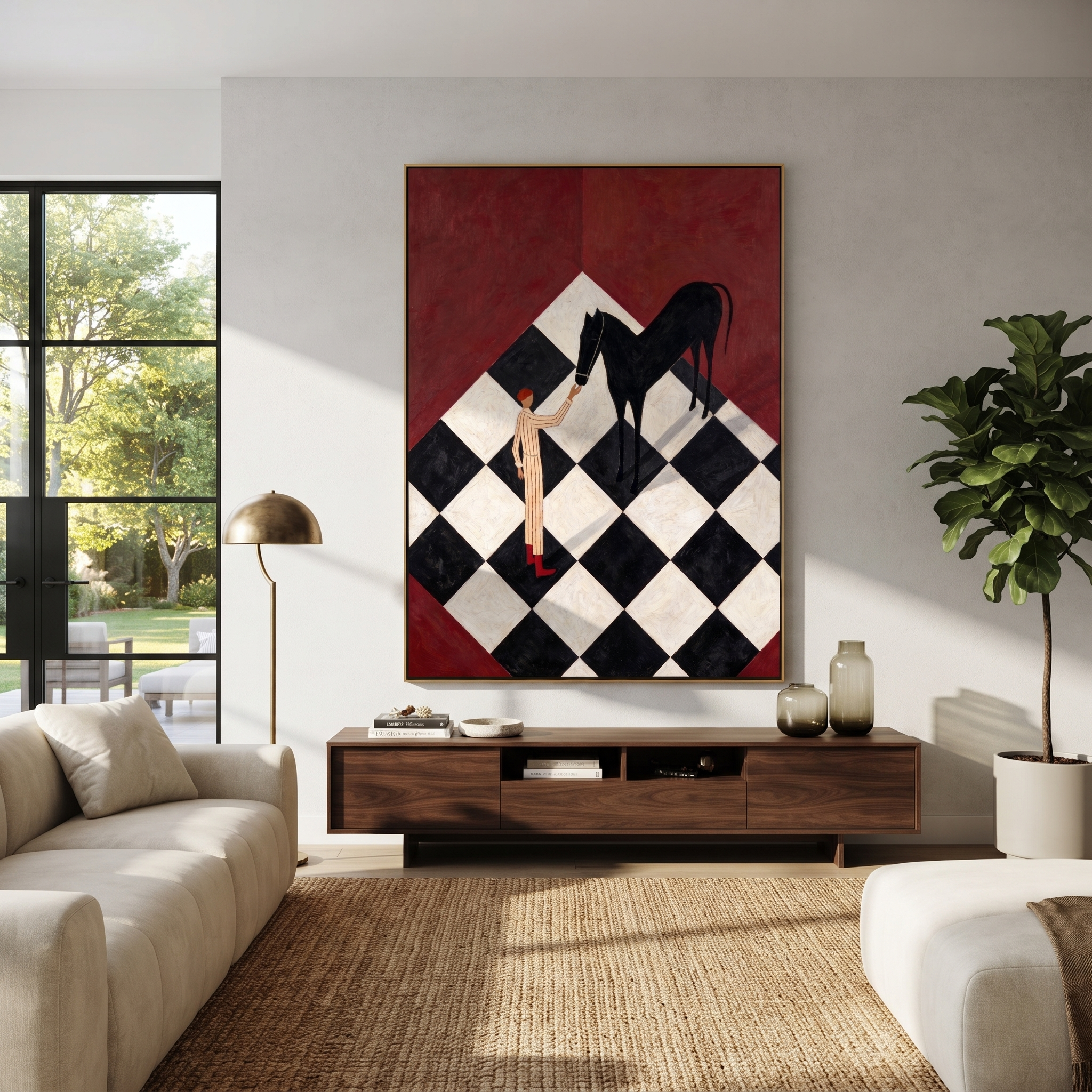 Black Horse Bends Checked styled with wood, linen, and modern decor