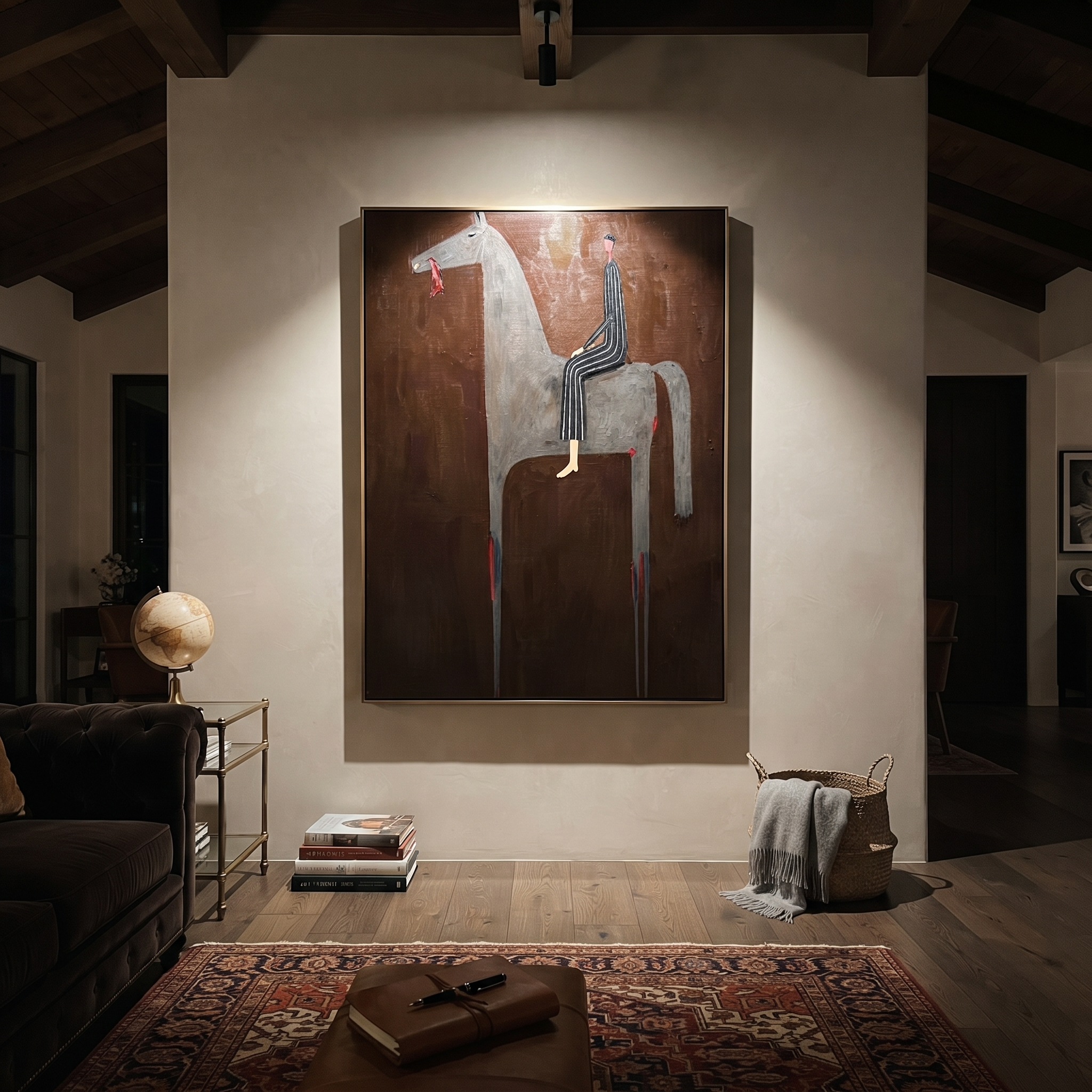 Gray Horse Carries Stripes displayed in a layered residential setting