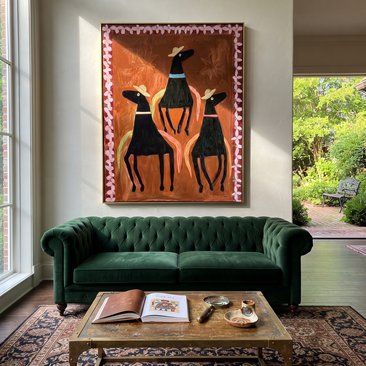 Three Hats Circle Chestnut styled with warm modern furnishings