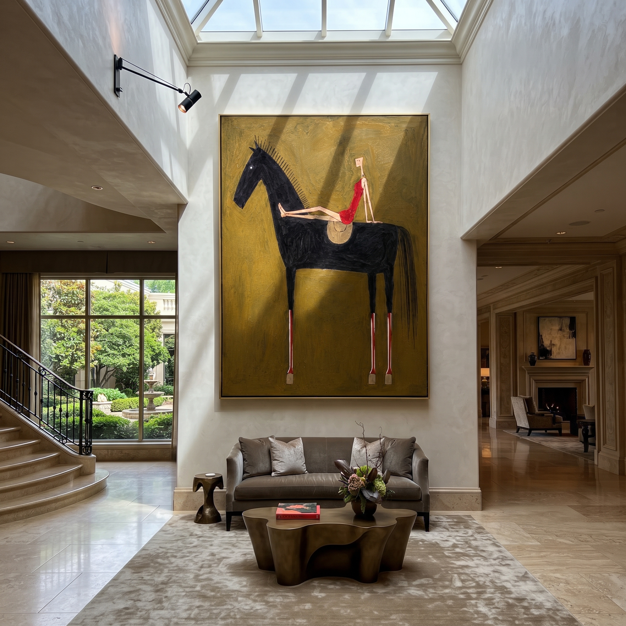 Red Dress Rests High styled with wood, linen, and modern decor