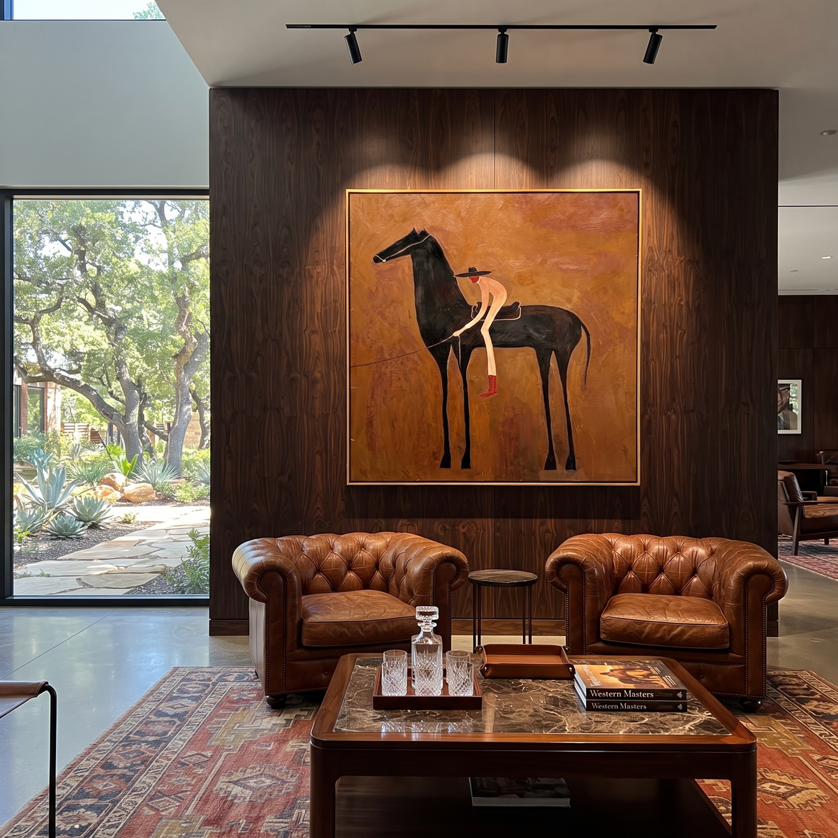Red Boots Meet Shadow styled with warm modern furnishings