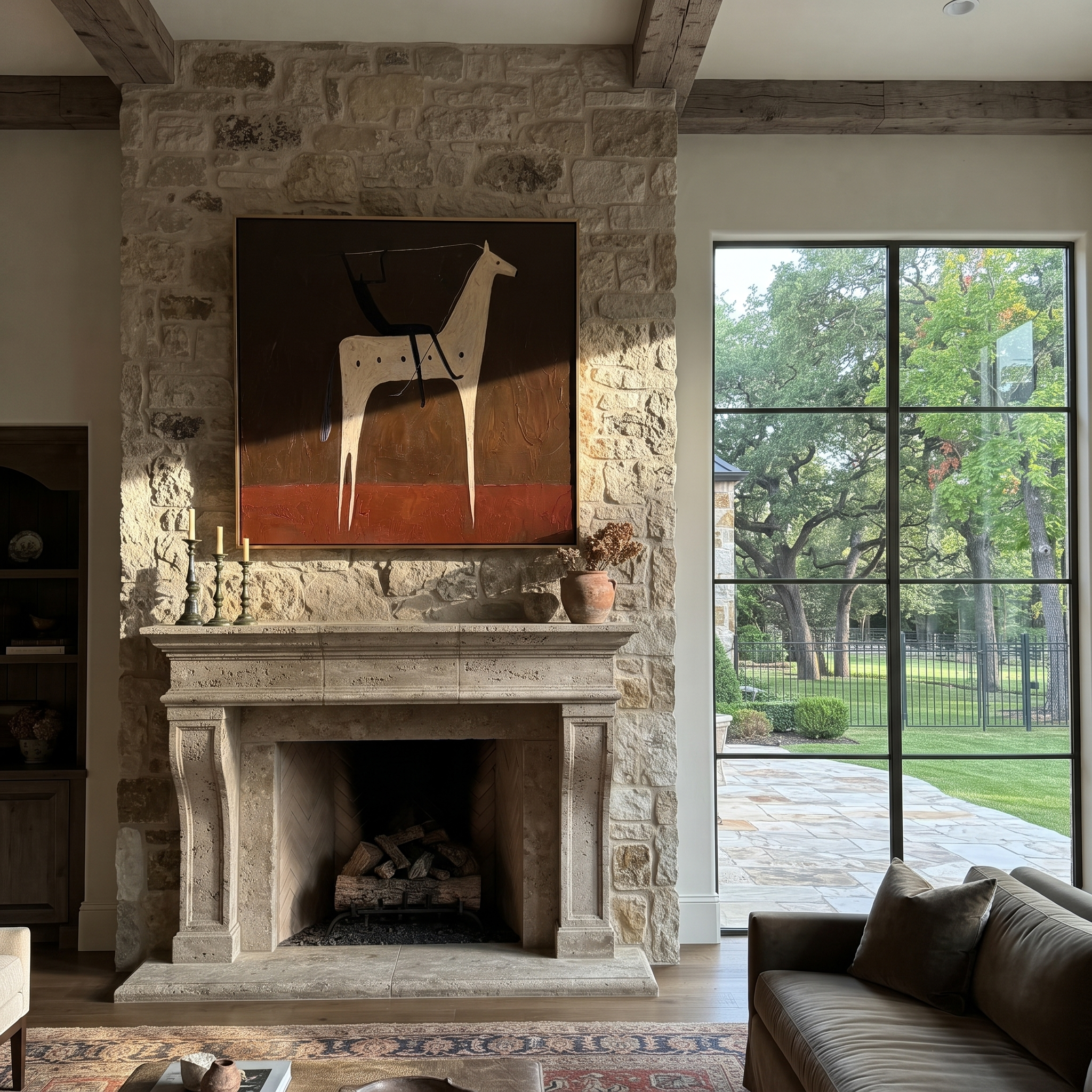Black Rider Crosses Umber styled with warm modern furnishings