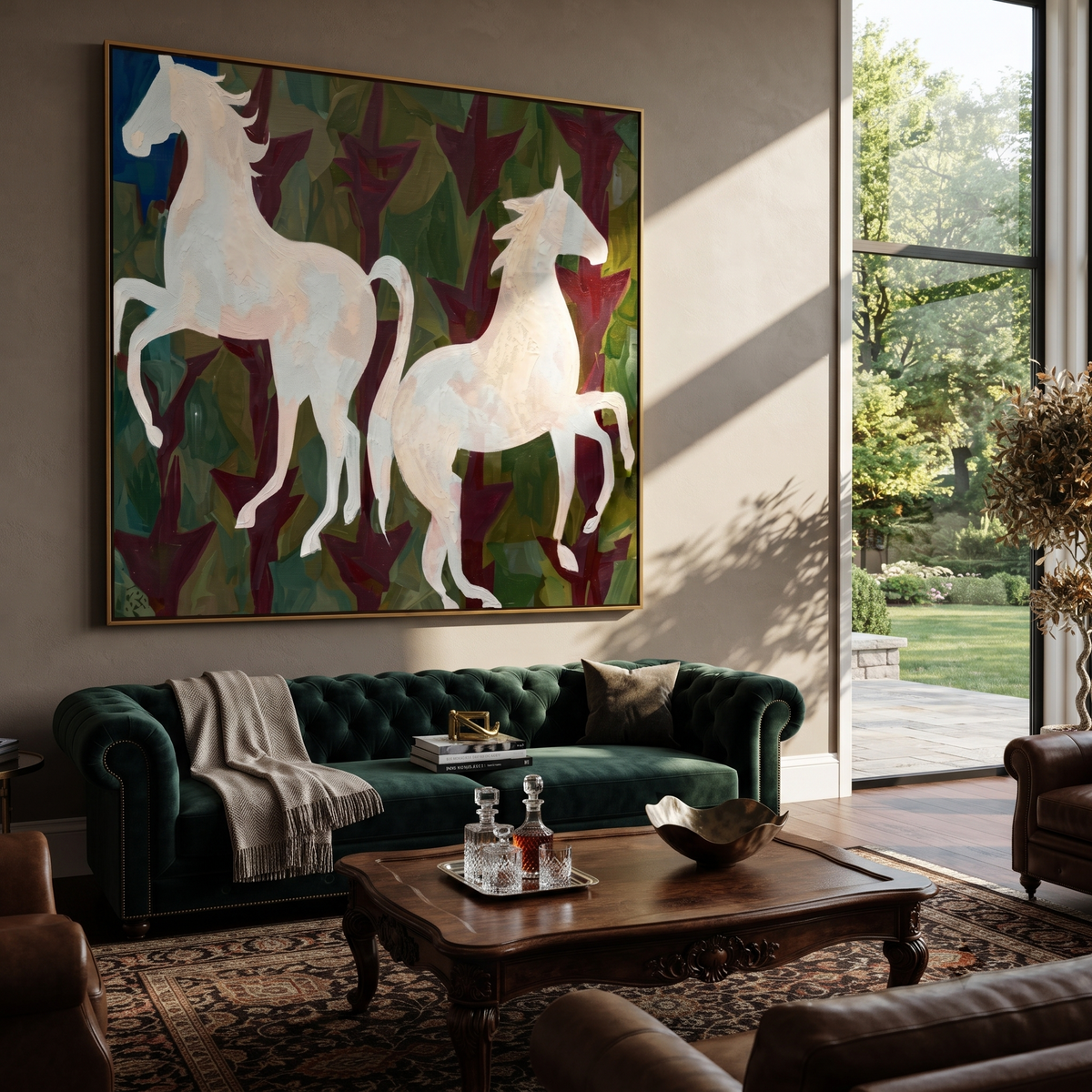 White Horses Rise Wild displayed in a collected contemporary interior