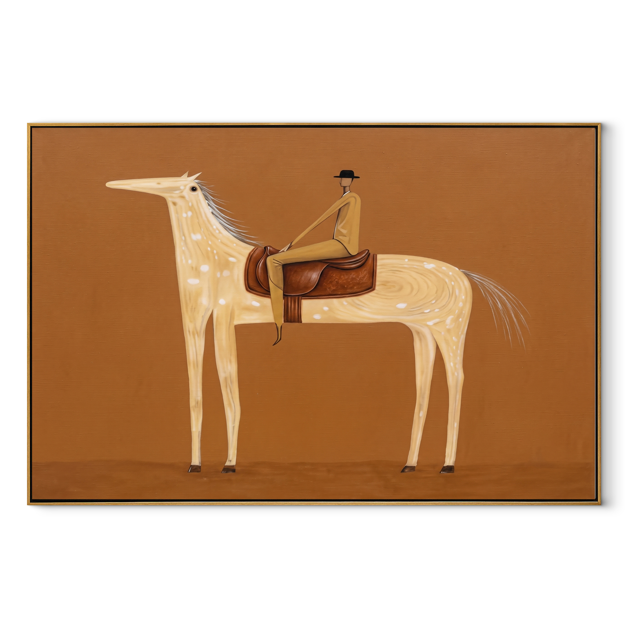 Pale Dapples Cross Ochre equestrian horse painting, horizontal canvas artwork