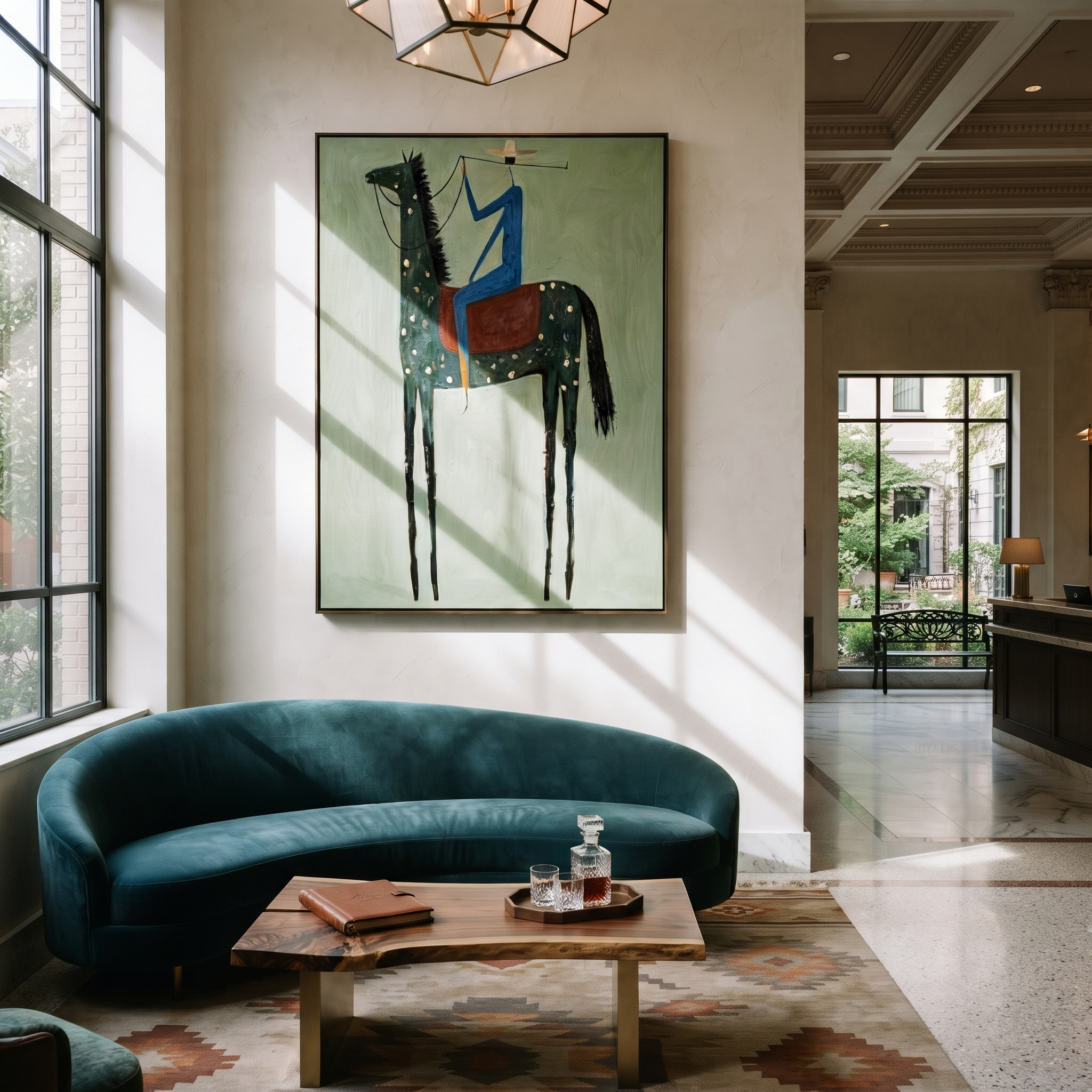 Blue Rider Climbs Mint presented as a colorful interior focal point