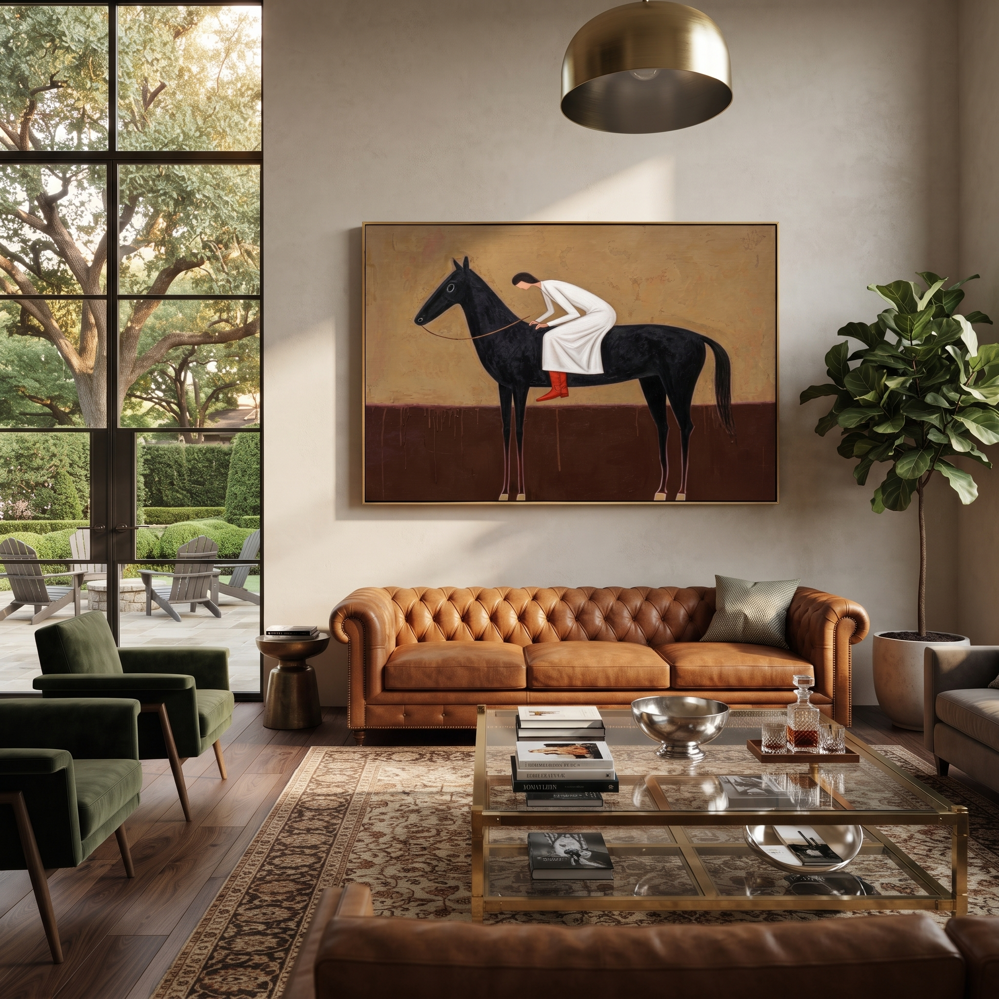White Dress Leans Forward displayed in a collected contemporary interior