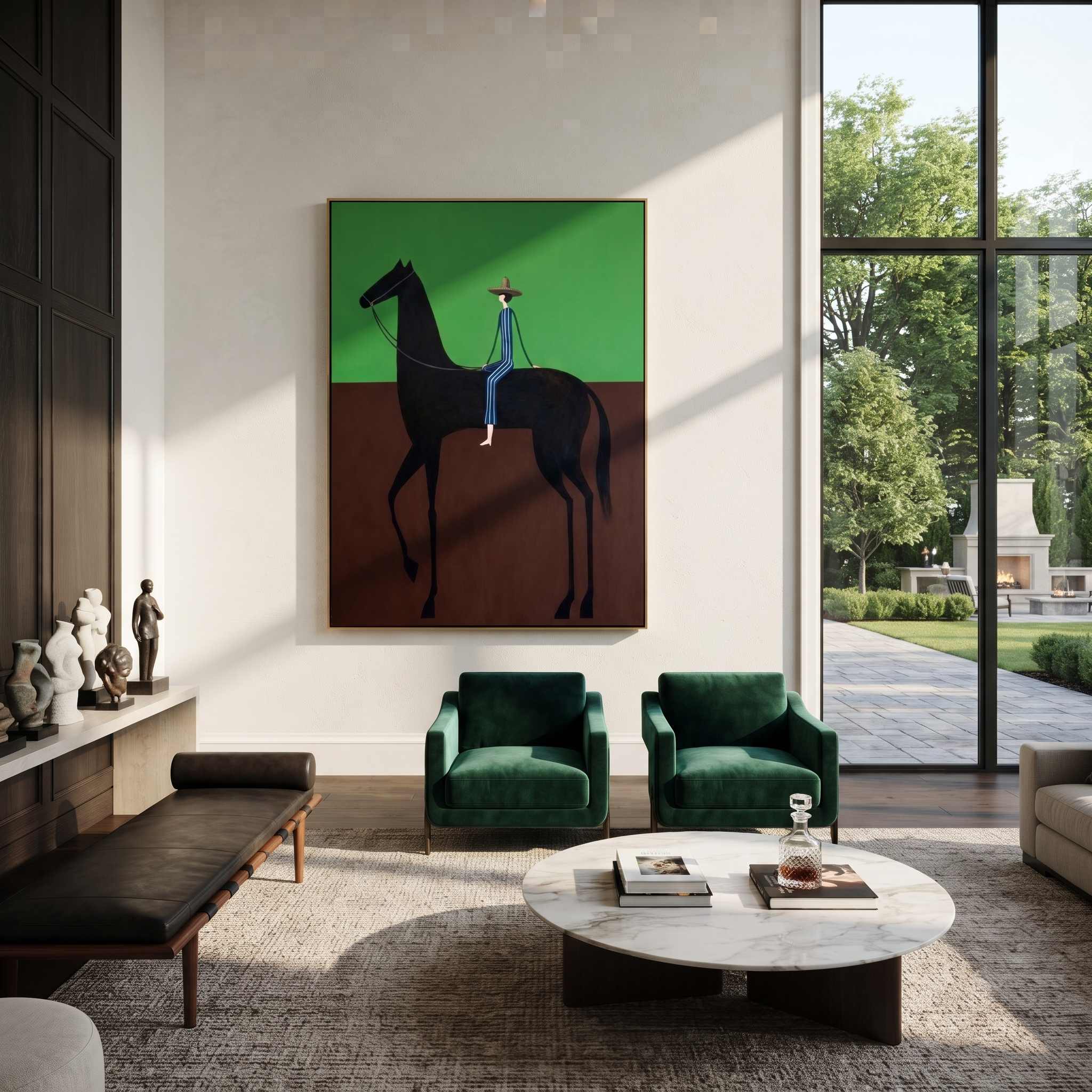 Blue Stripes Cross Green displayed in a layered residential setting