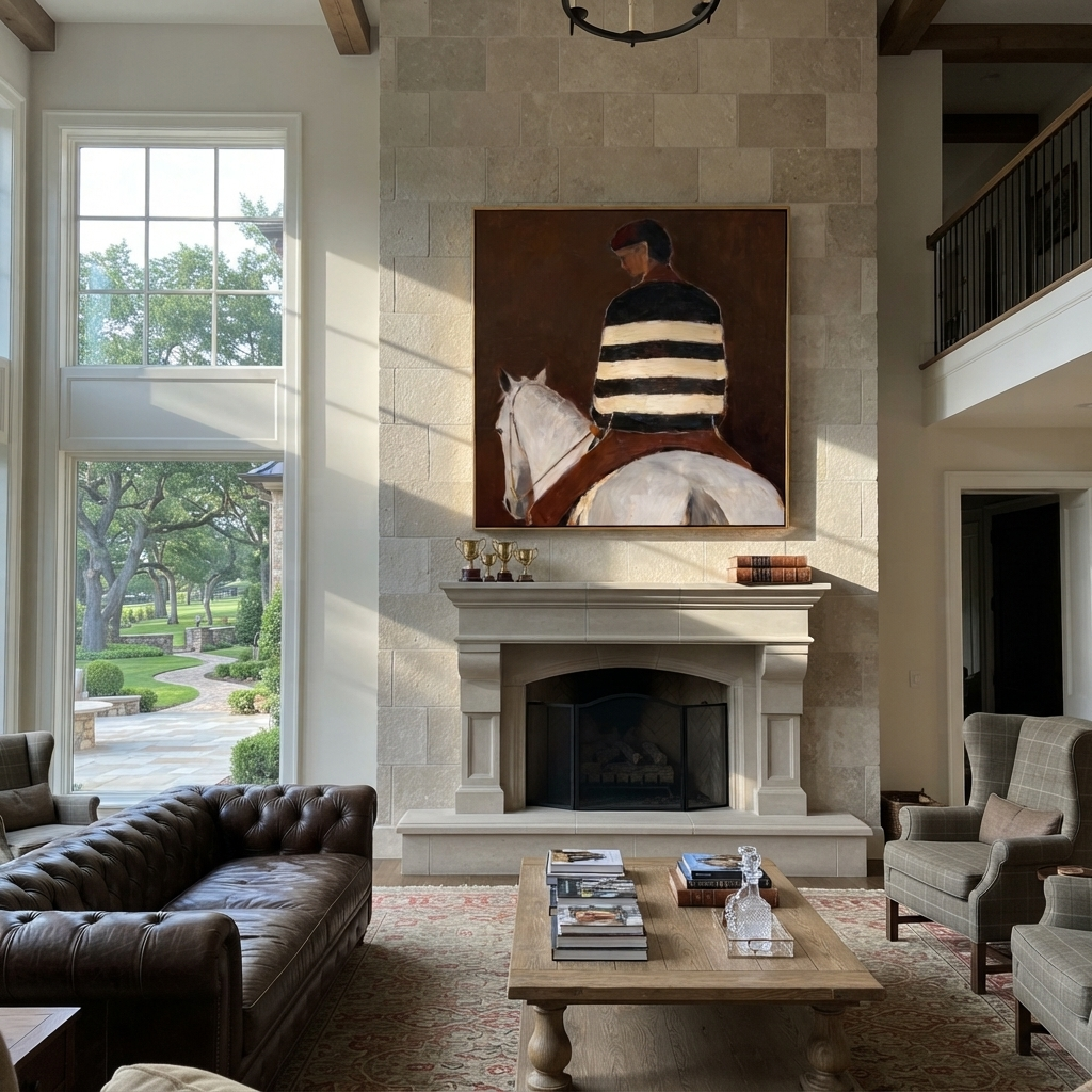 Striped Back Faces Umber styled with warm modern furnishings