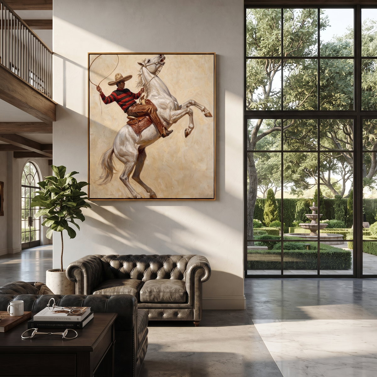 Lasso Circles Rearing White presented as a colorful interior focal point
