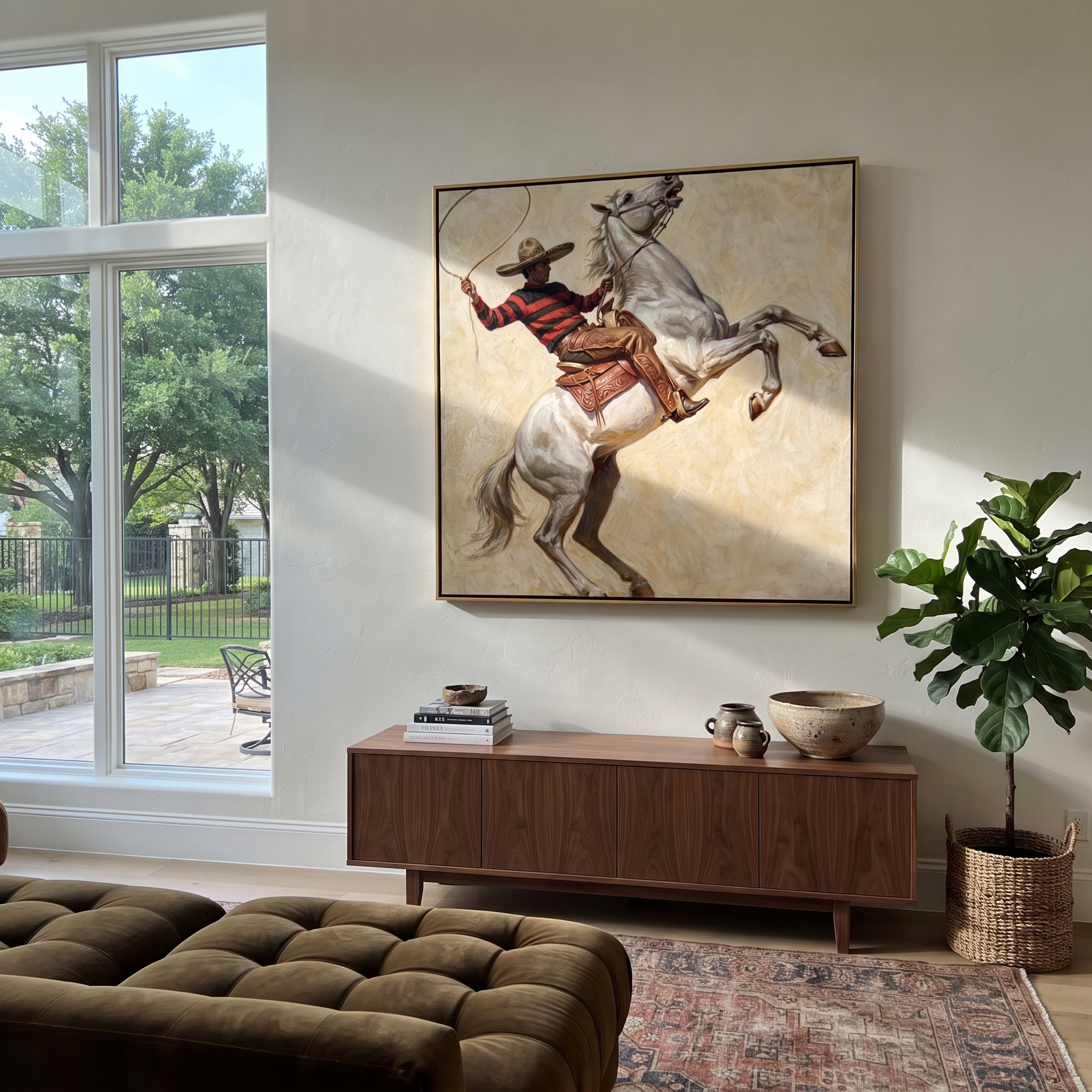 Lasso Circles Rearing White displayed in a layered residential setting