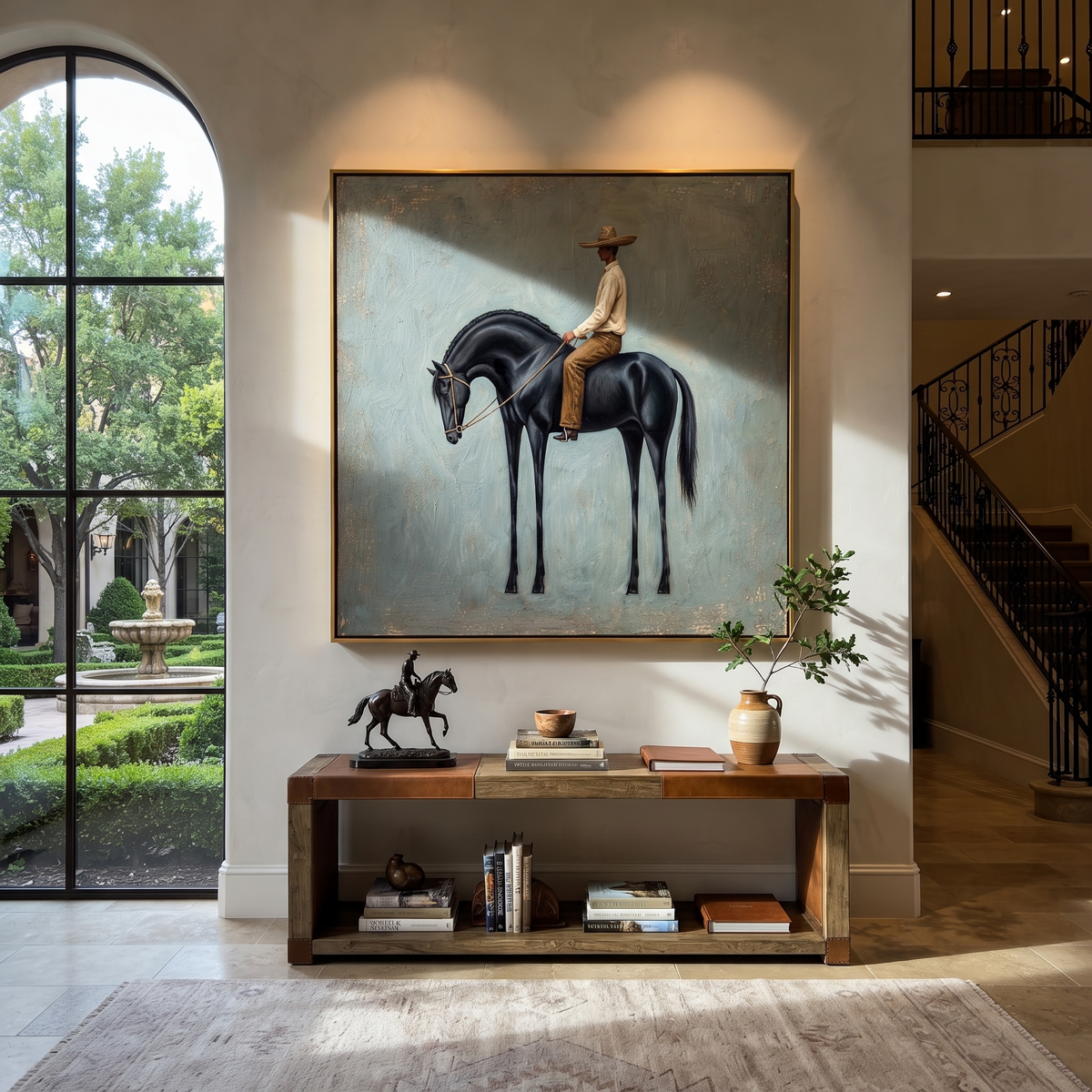 Black Horse Bows Blue styled with warm modern furnishings