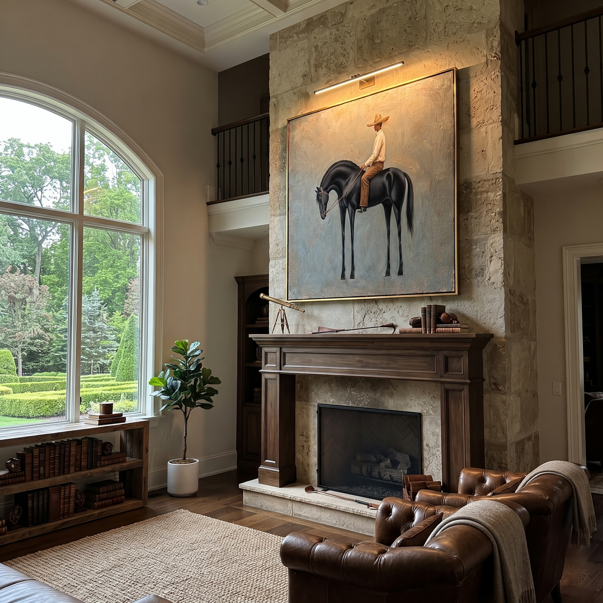 Black Horse Bows Blue presented as a colorful interior focal point