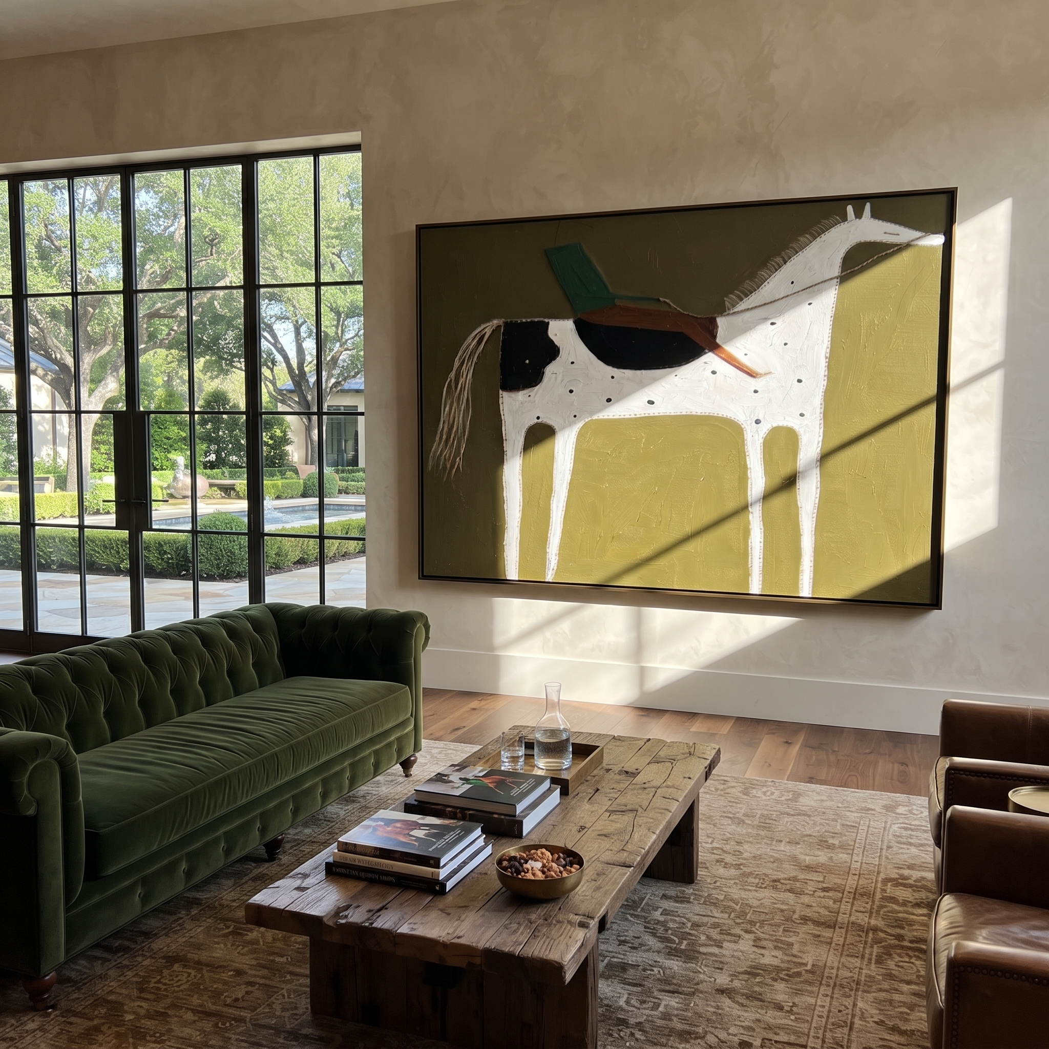Green Rider Crosses Olive displayed in a collected contemporary interior