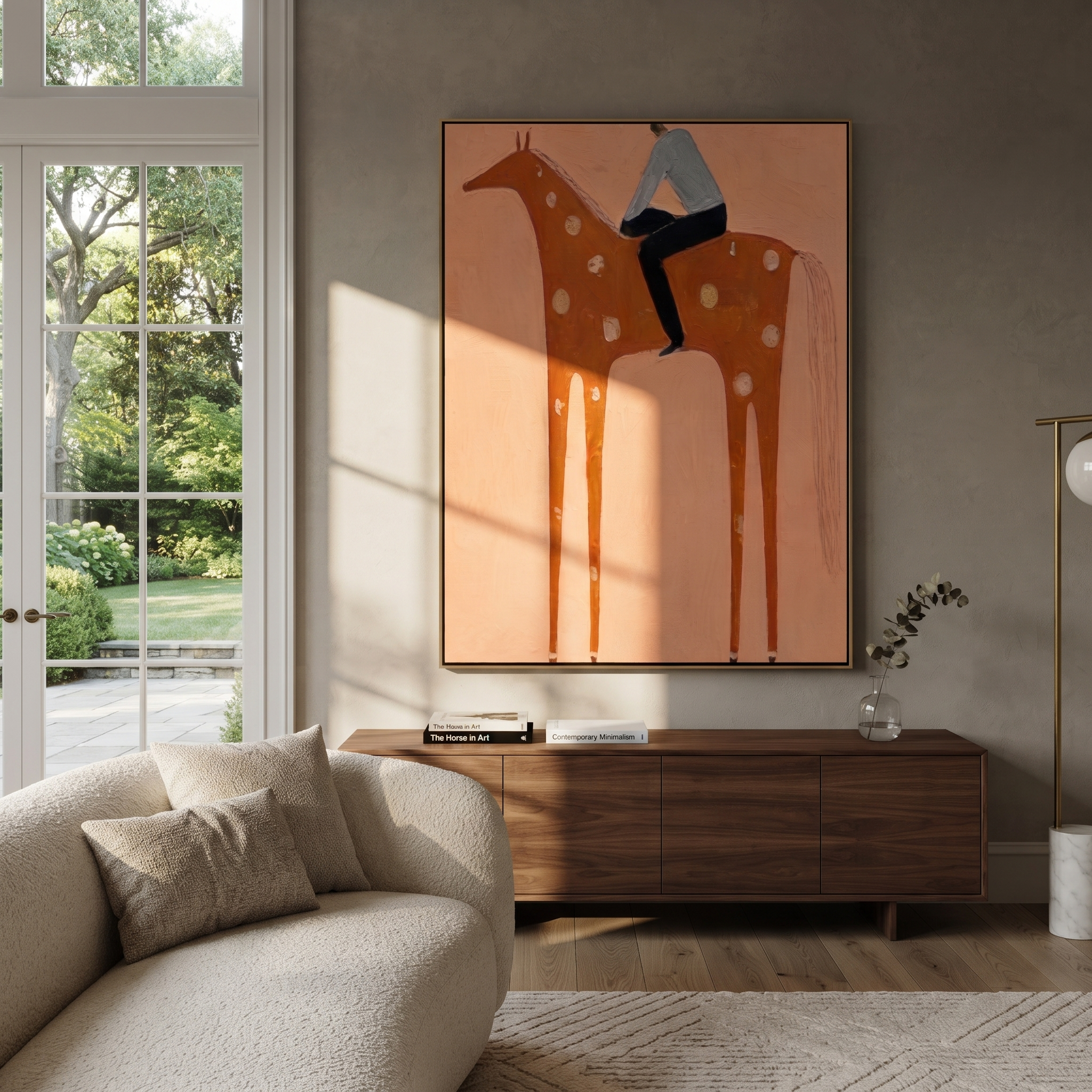 Silver Shirt Meets Coral styled with warm modern furnishings
