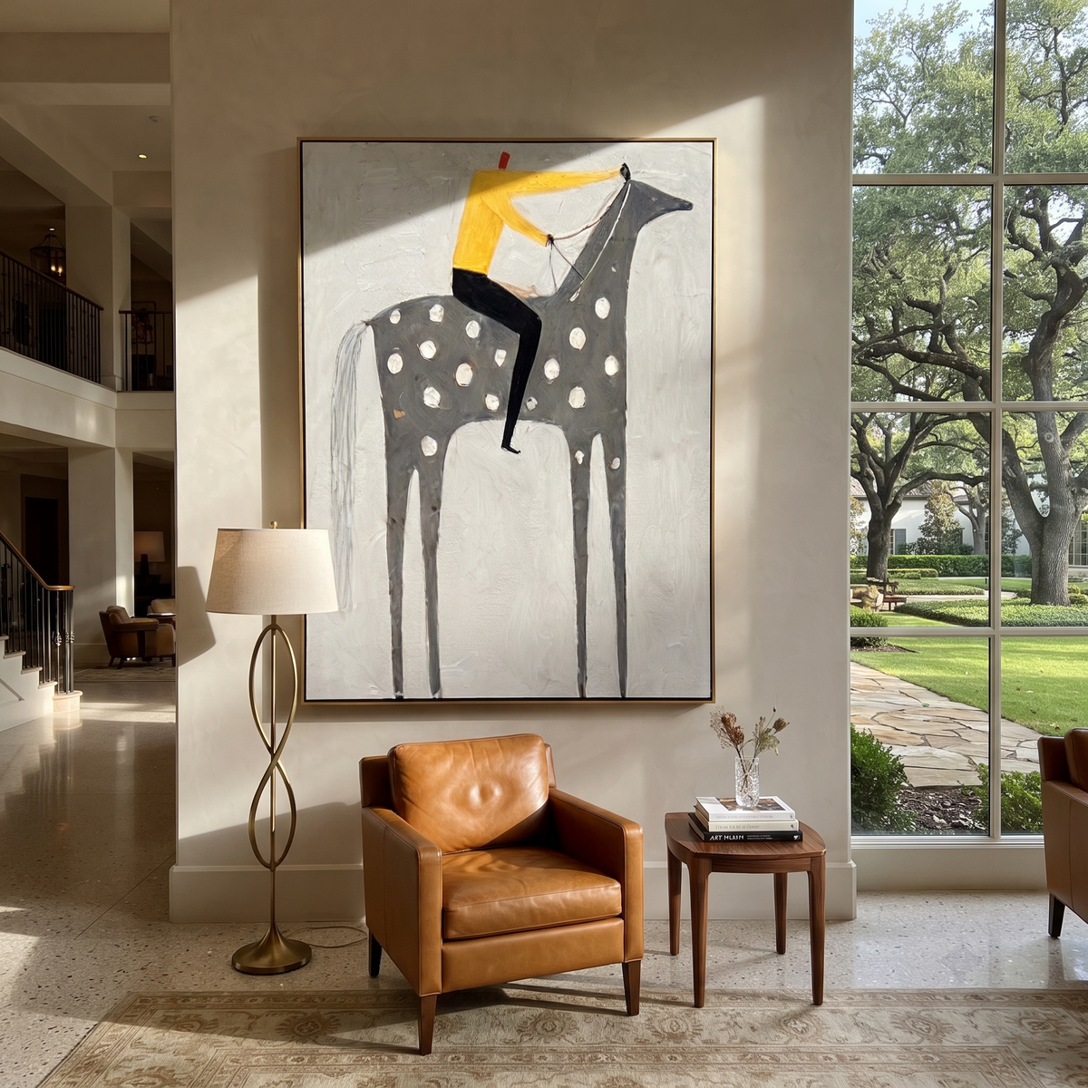 Yellow Shirt Rides Silver displayed in a collected contemporary interior
