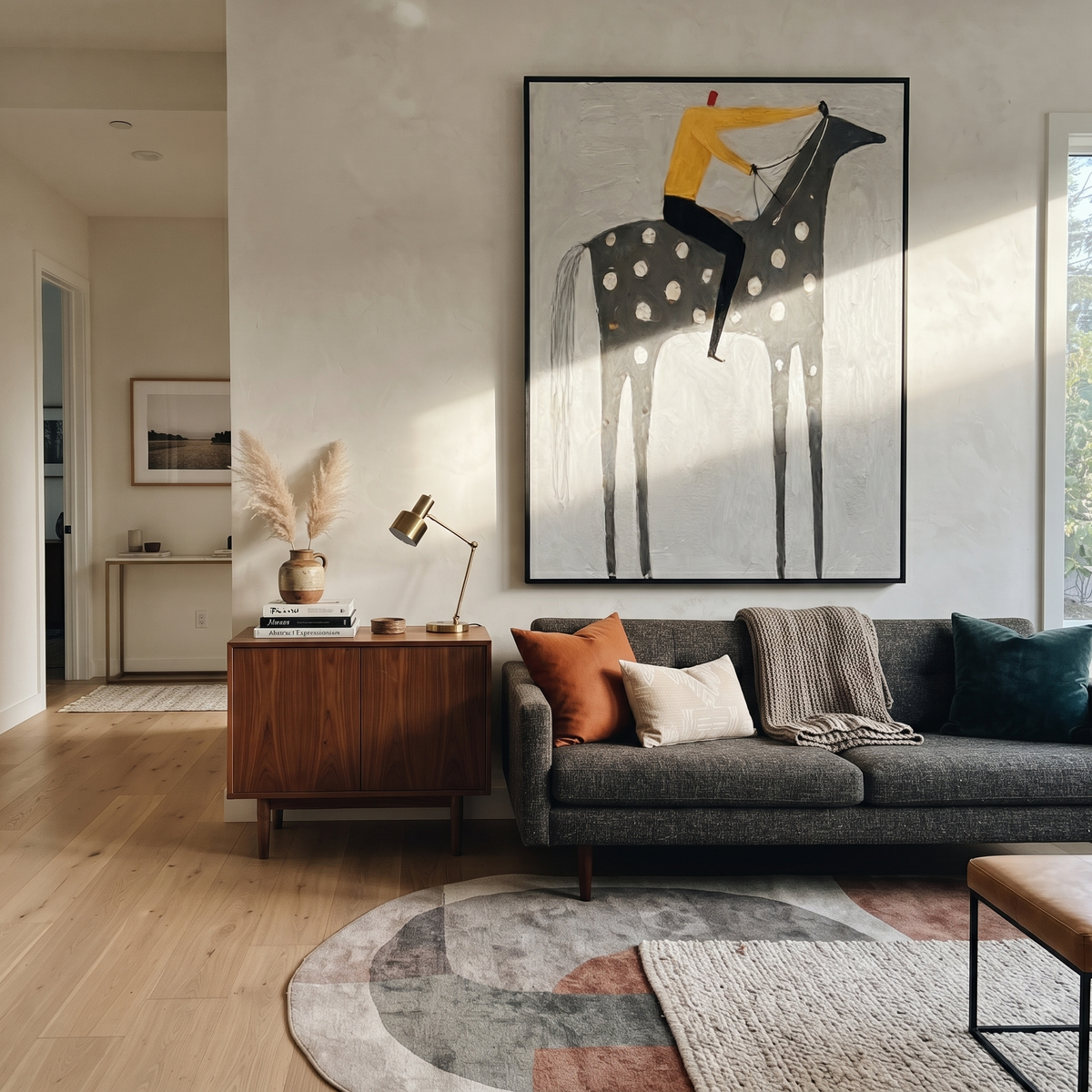 Yellow Shirt Rides Silver styled with wood, linen, and modern decor