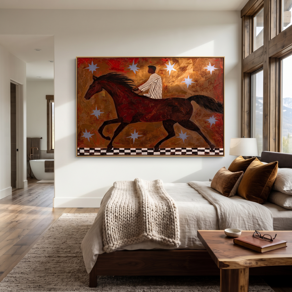 Striped Rider Chases Stars displayed in a layered residential setting