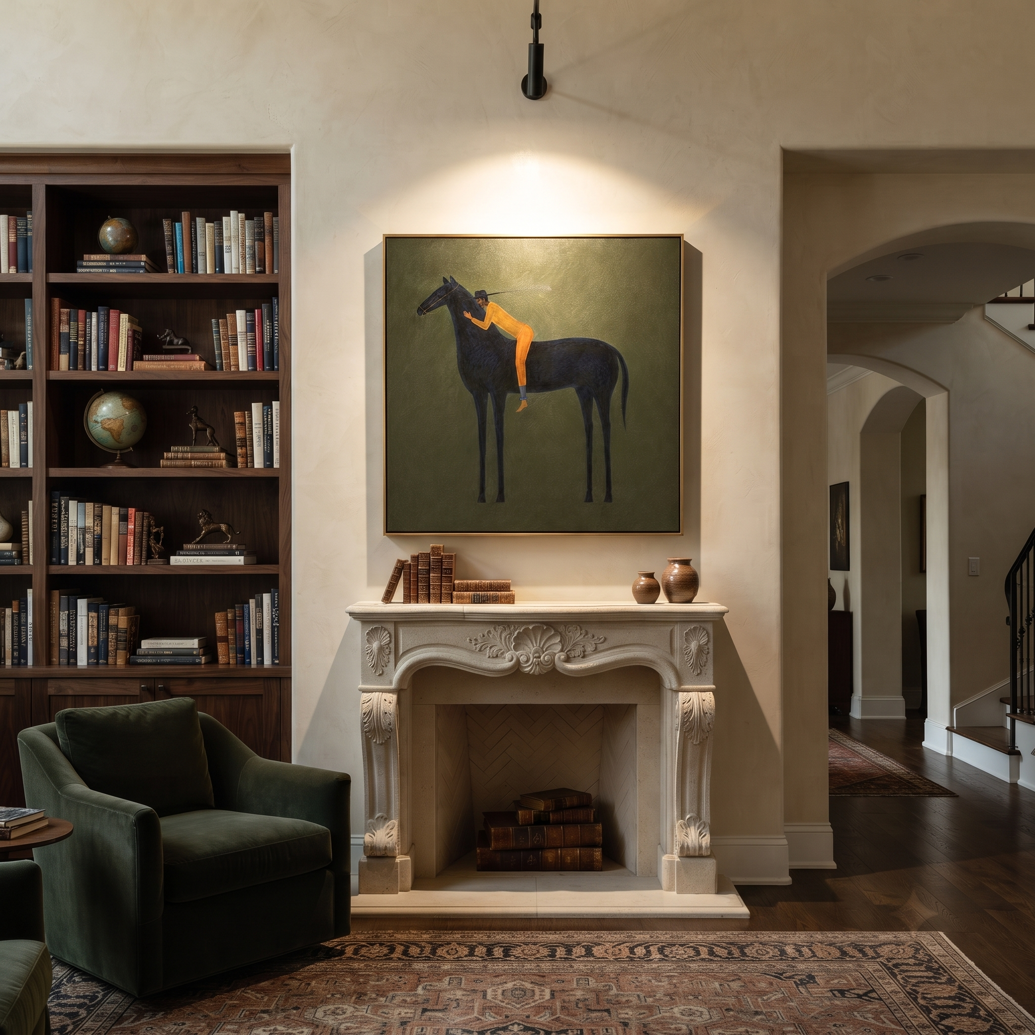 Orange Figure Leans Midnight styled with warm modern furnishings
