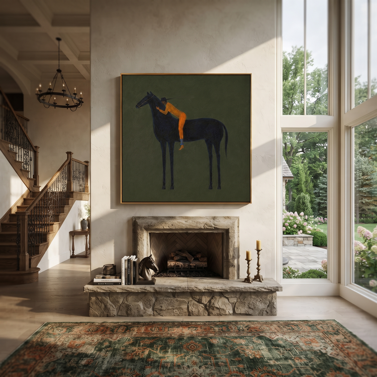 Orange Figure Leans Midnight styled with wood, linen, and modern decor