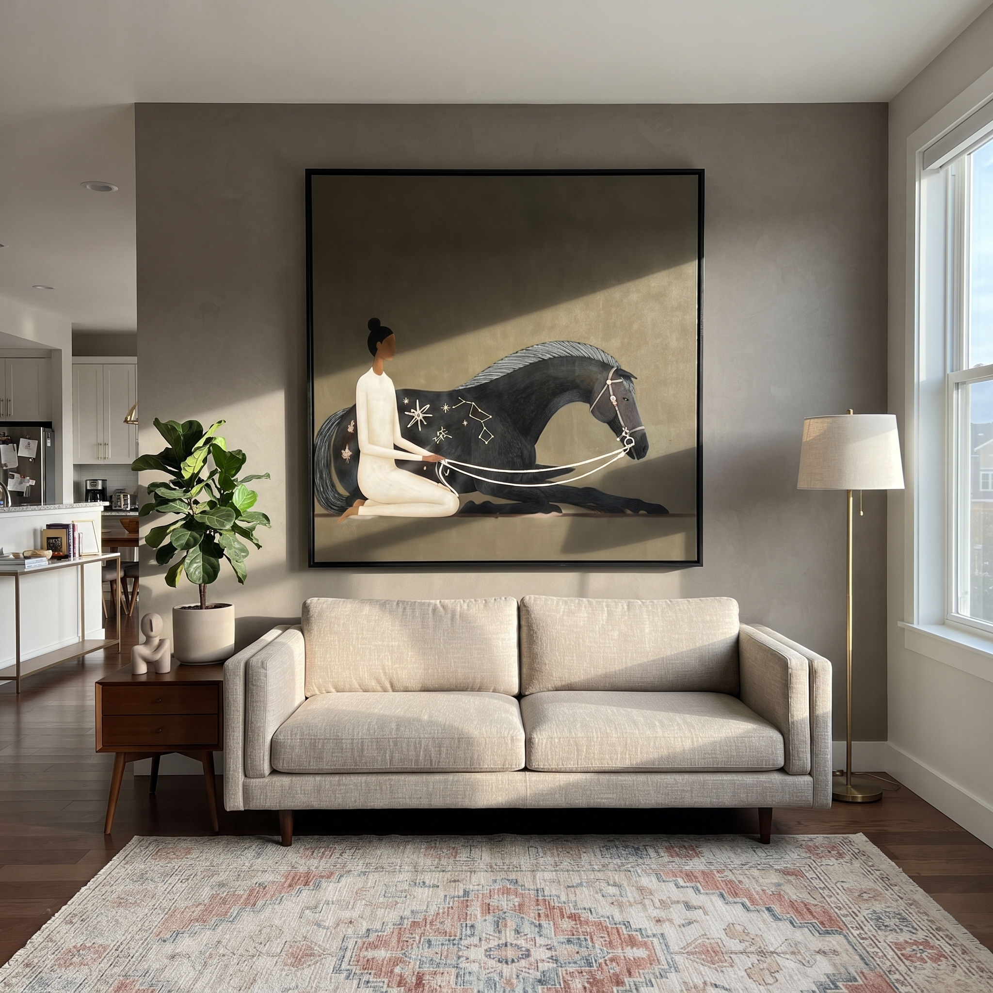 Constellations Rest on Black presented as a colorful interior focal point