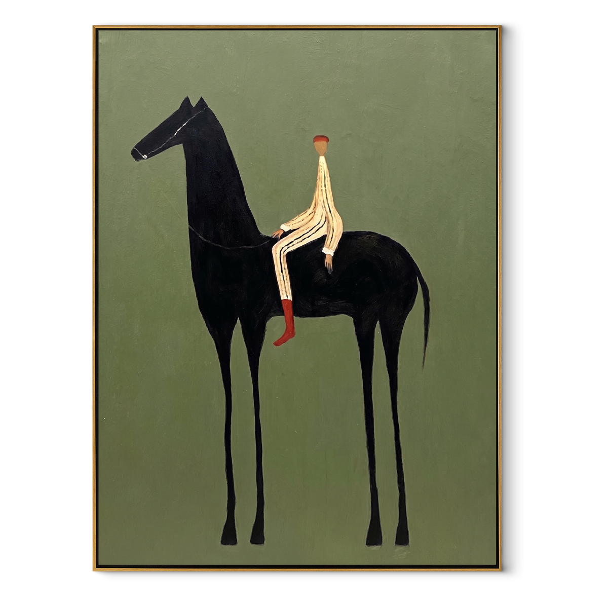 Pale Rider Sits High equestrian horse painting, vertical canvas artwork