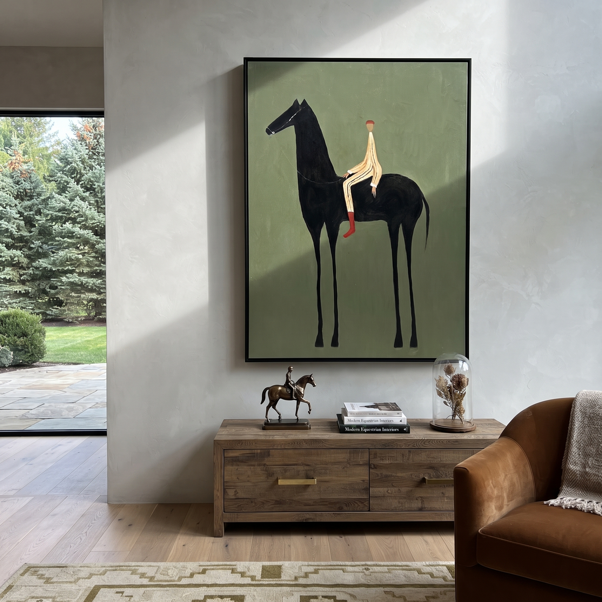 Pale Rider Sits High styled with warm modern furnishings