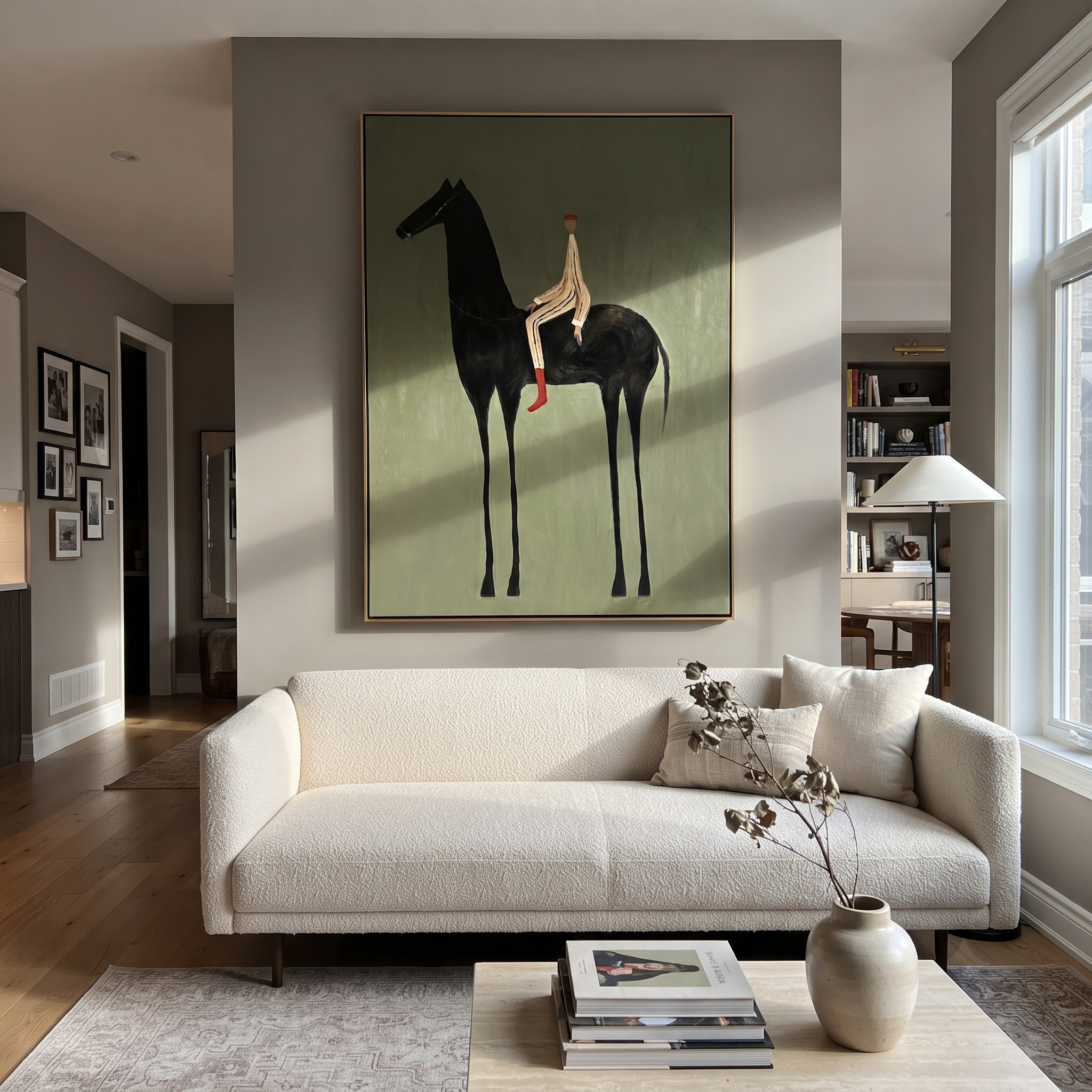 Pale Rider Sits High displayed in a layered residential setting