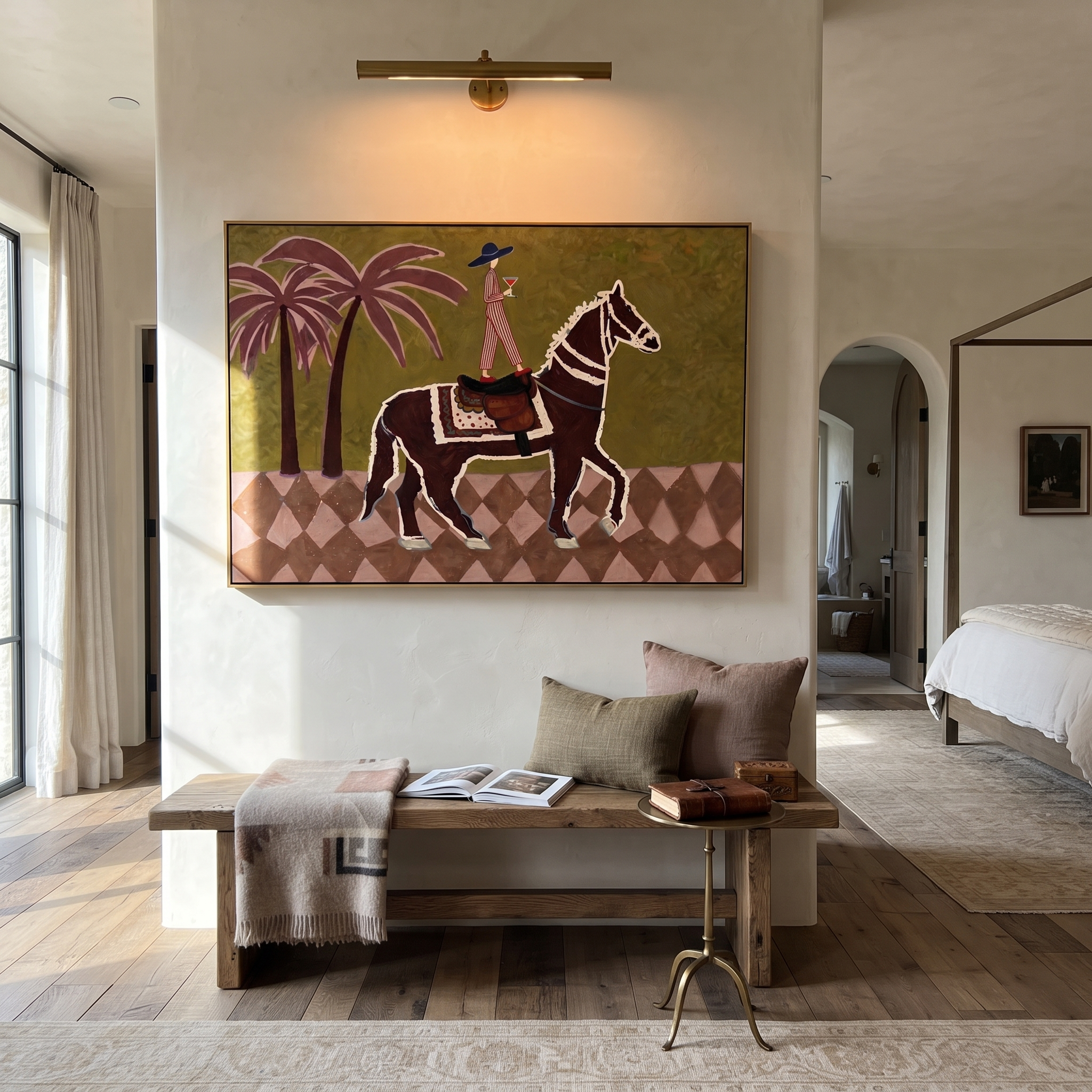 Palm Shadows Follow Rider displayed in a layered residential setting