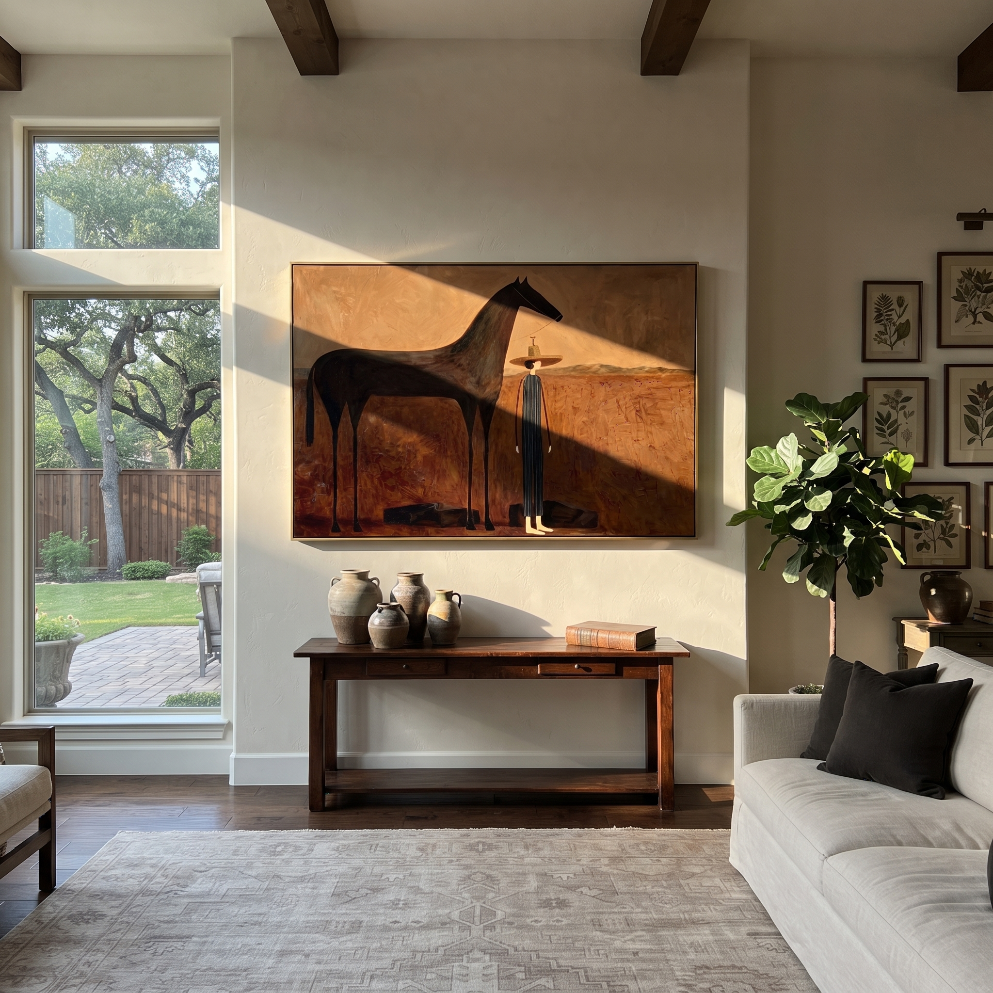 Tall Horse Guards Rest displayed in a collected contemporary interior