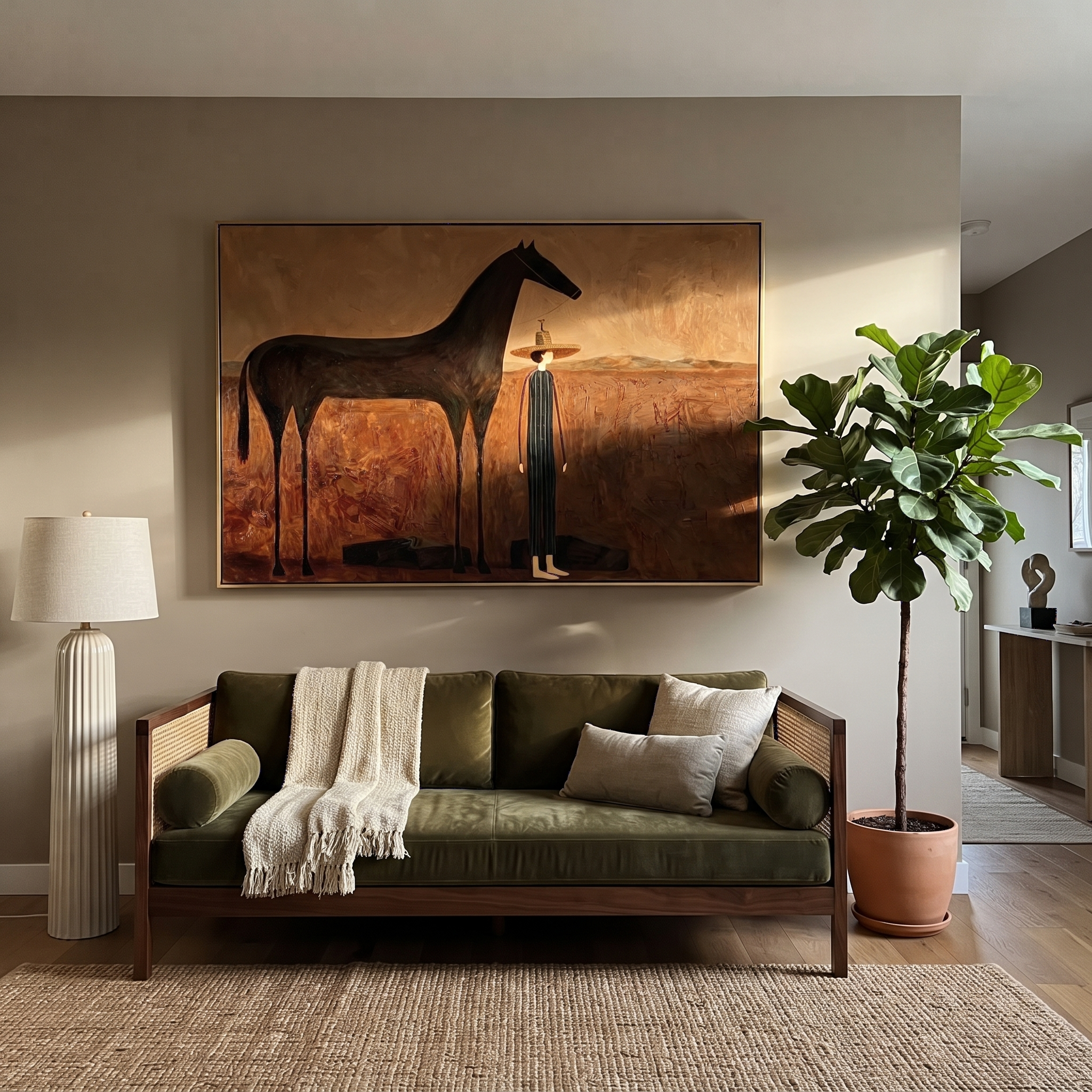 Tall Horse Guards Rest displayed in a layered residential setting
