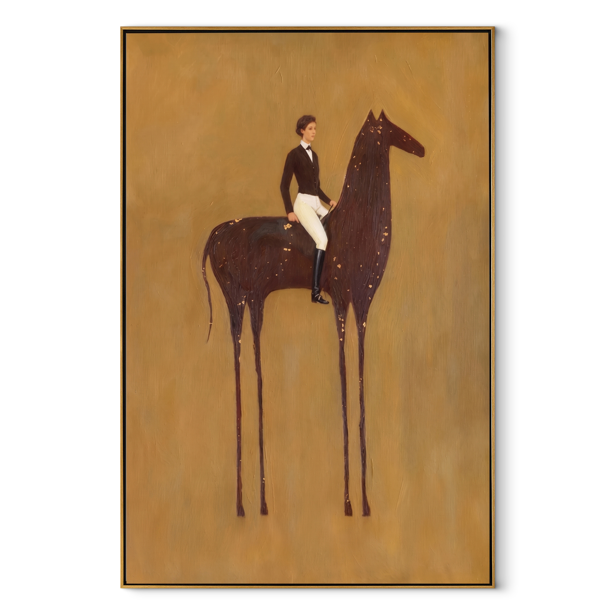 White Breeches Ride Dapples equestrian horse painting, vertical canvas artwork