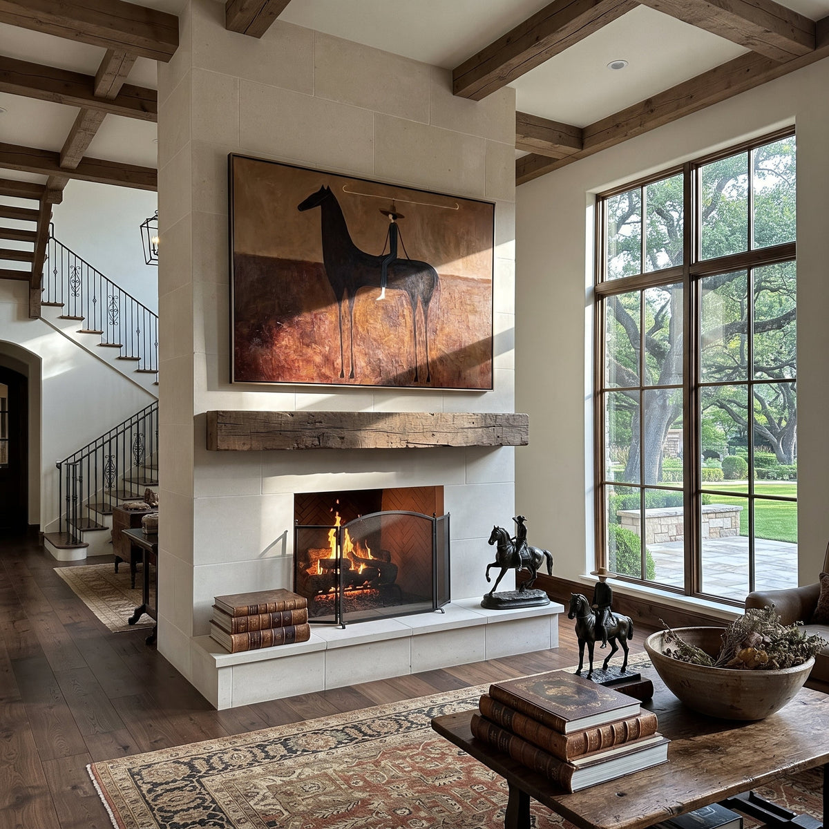 Wide Brim Measures Distance styled with warm modern furnishings