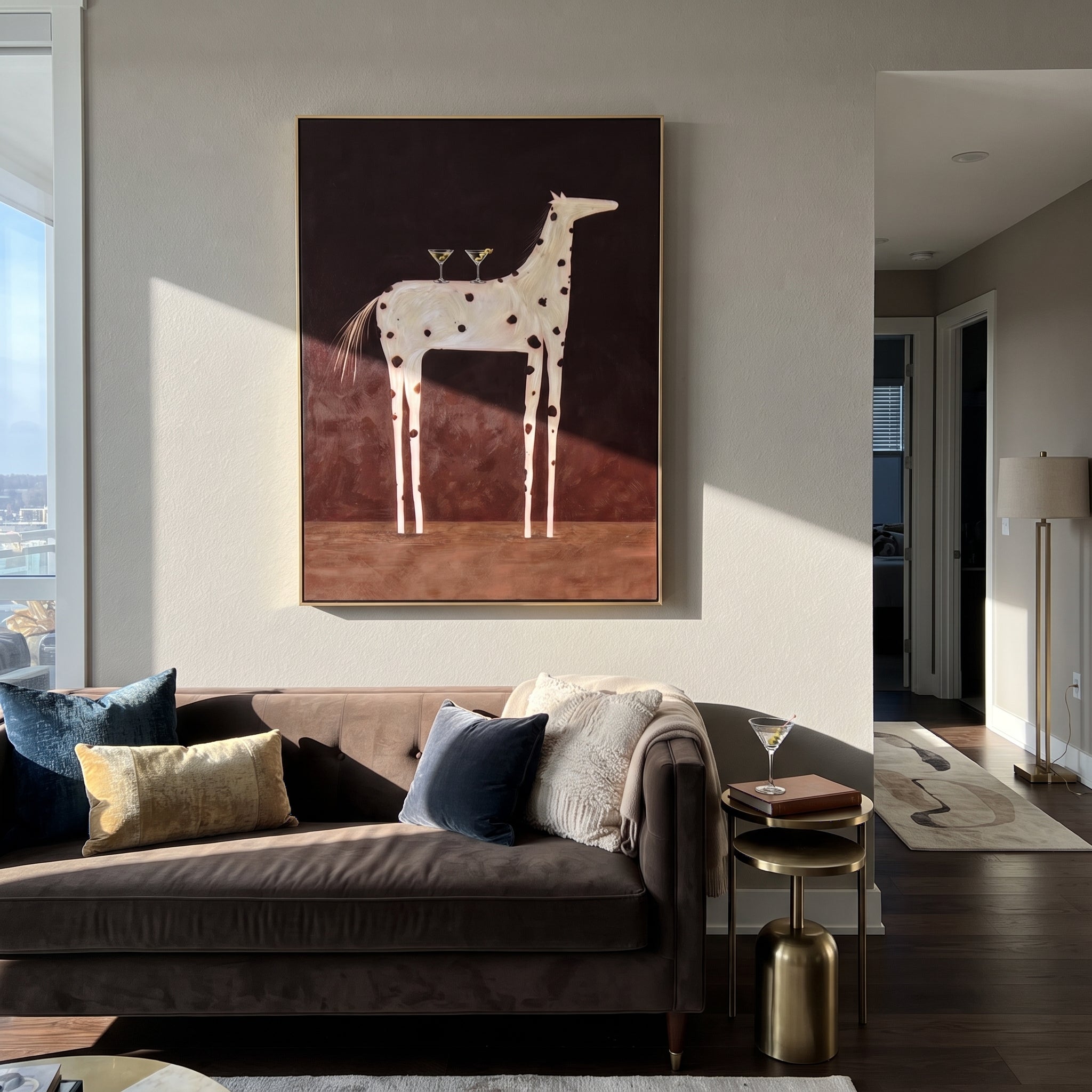 Three Martinis Cross Spots displayed in a collected contemporary interior
