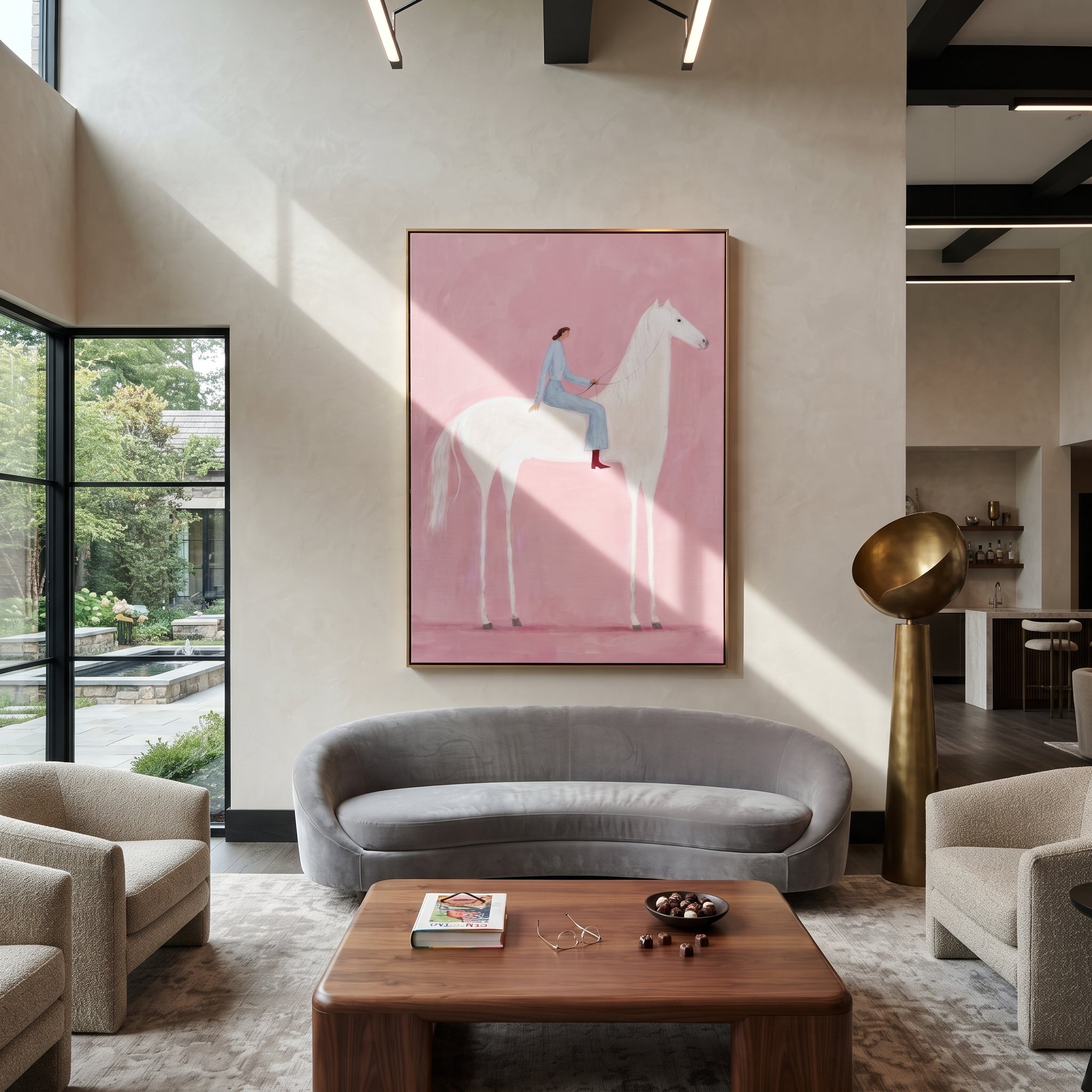 Pink Air Carries Ivory presented as a colorful interior focal point