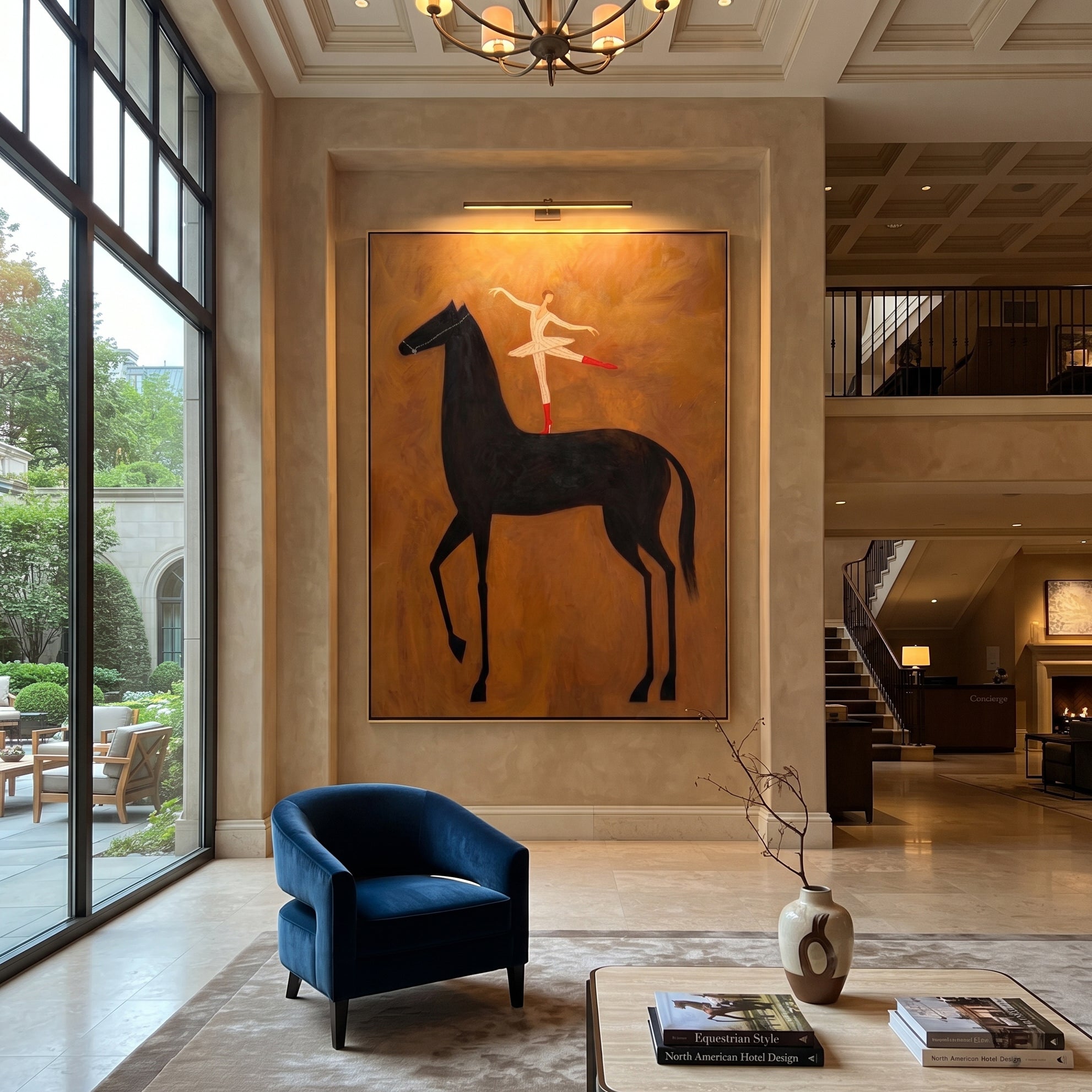 Dancer Turns Above Midnight displayed in a collected contemporary interior