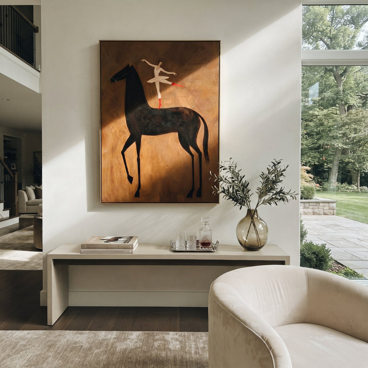 Dancer Turns Above Midnight styled with warm modern furnishings