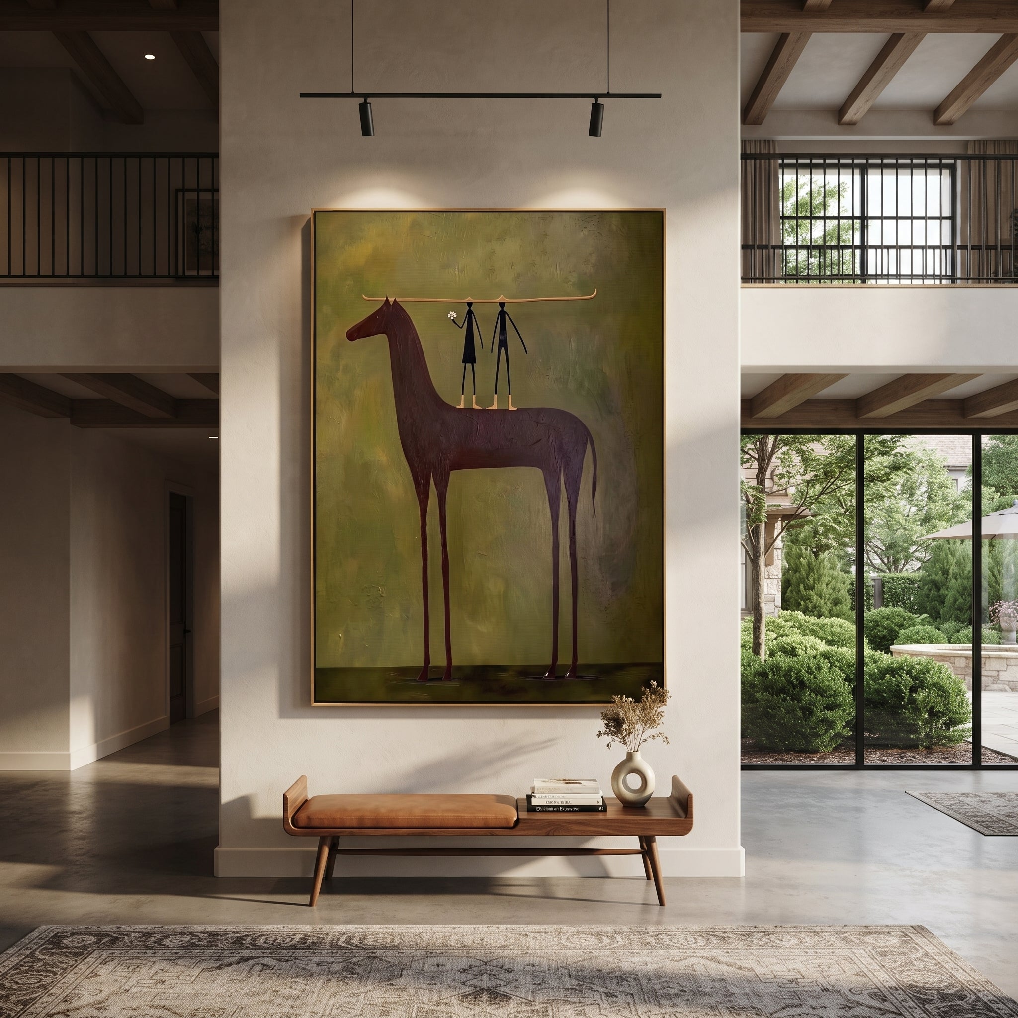 Two Figures Measure Stillness styled with warm modern furnishings
