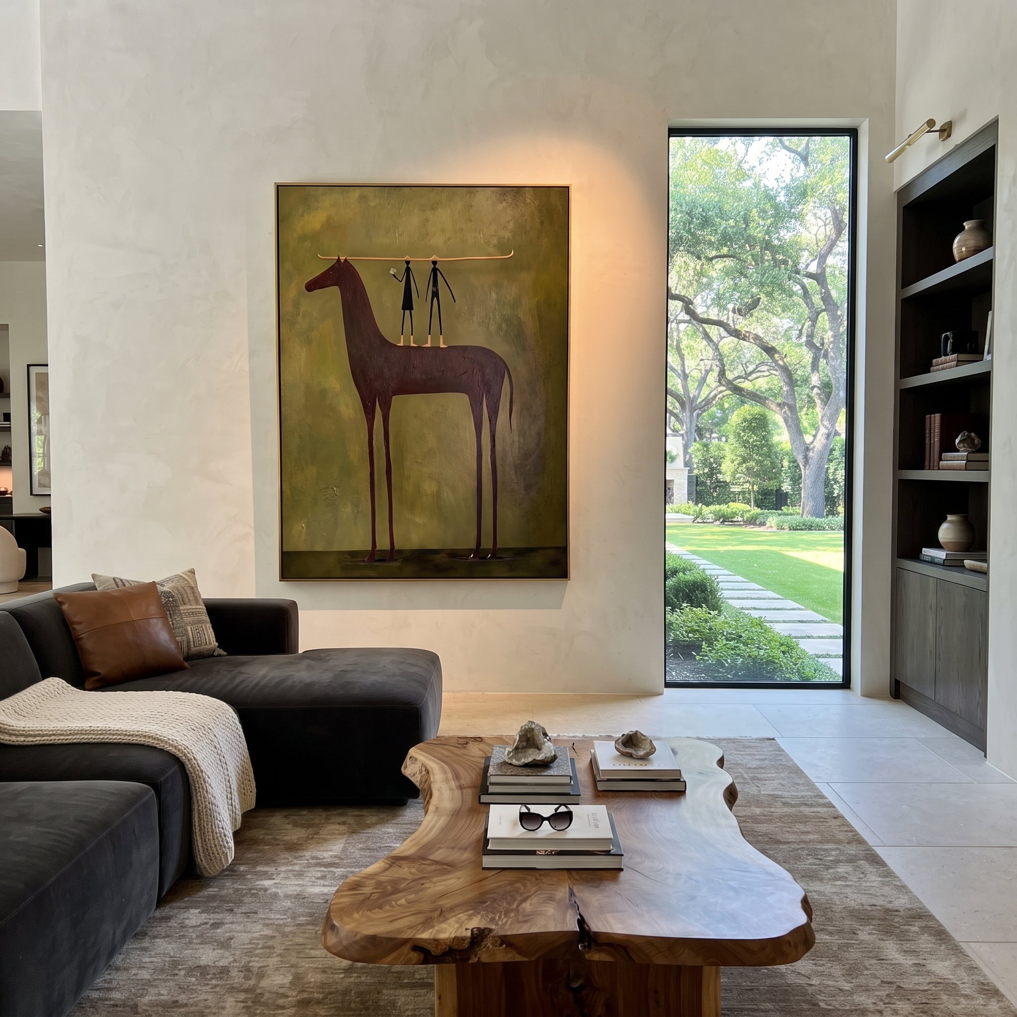 Two Figures Measure Stillness presented as a colorful interior focal point