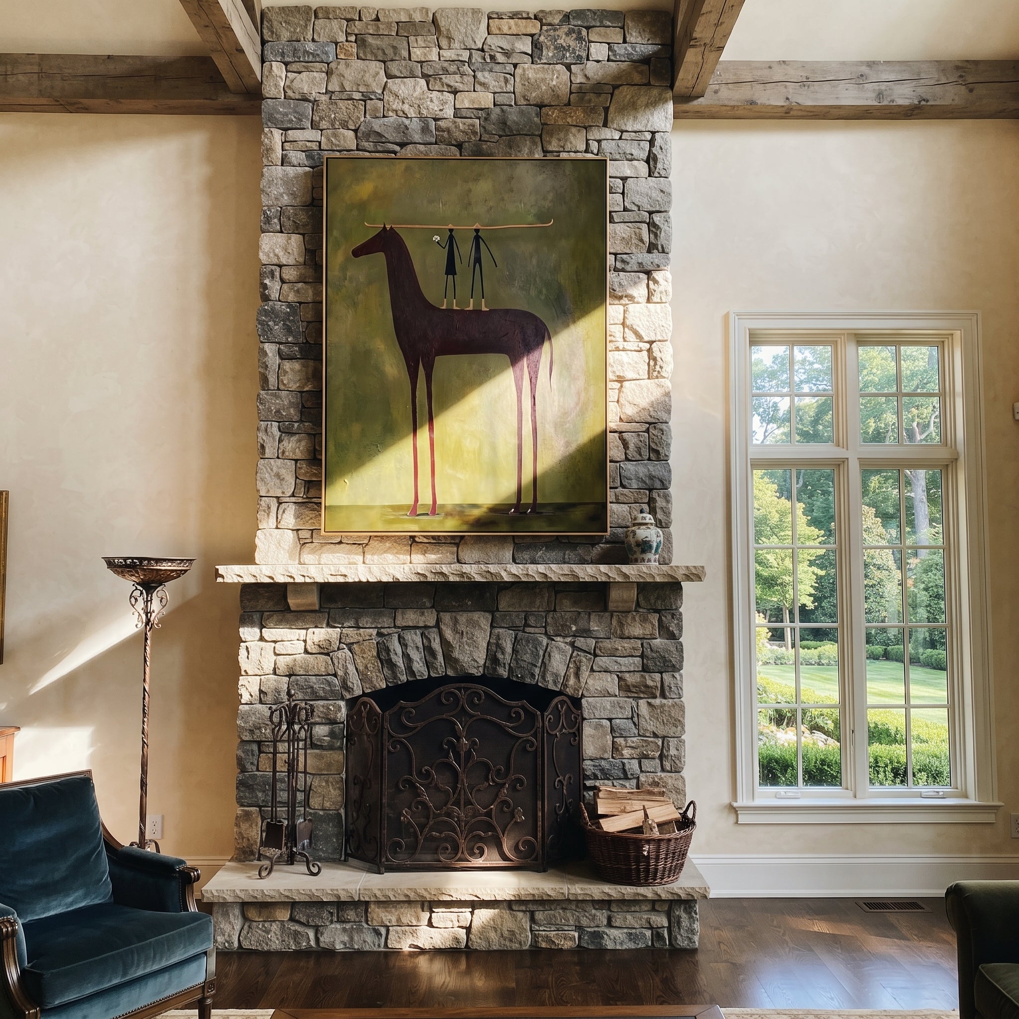 Two Figures Measure Stillness displayed in a layered residential setting