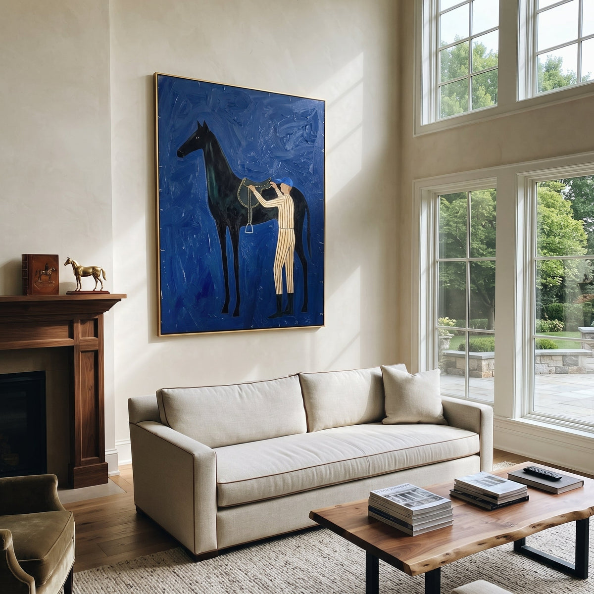 Silver Reins Meet Cobalt styled with warm modern furnishings
