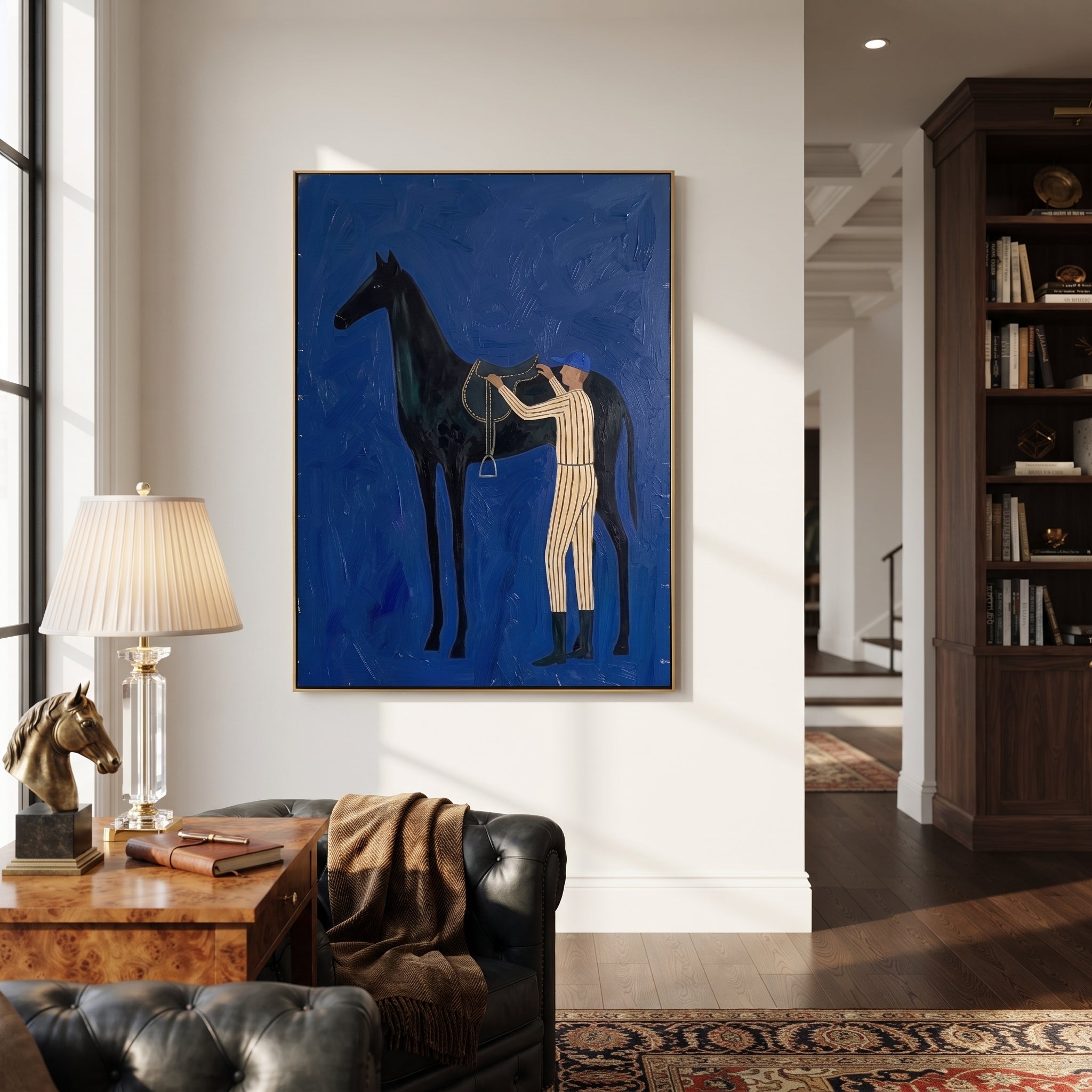 Silver Reins Meet Cobalt displayed in a layered residential setting