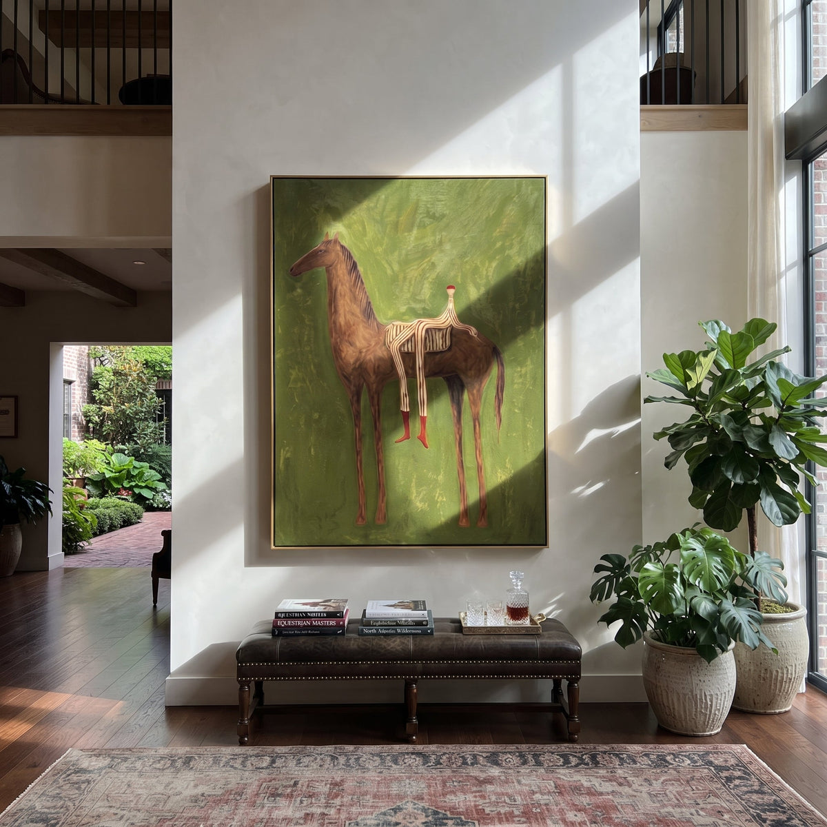 Chestnut Carries Striped Rest styled with wood, linen, and modern decor