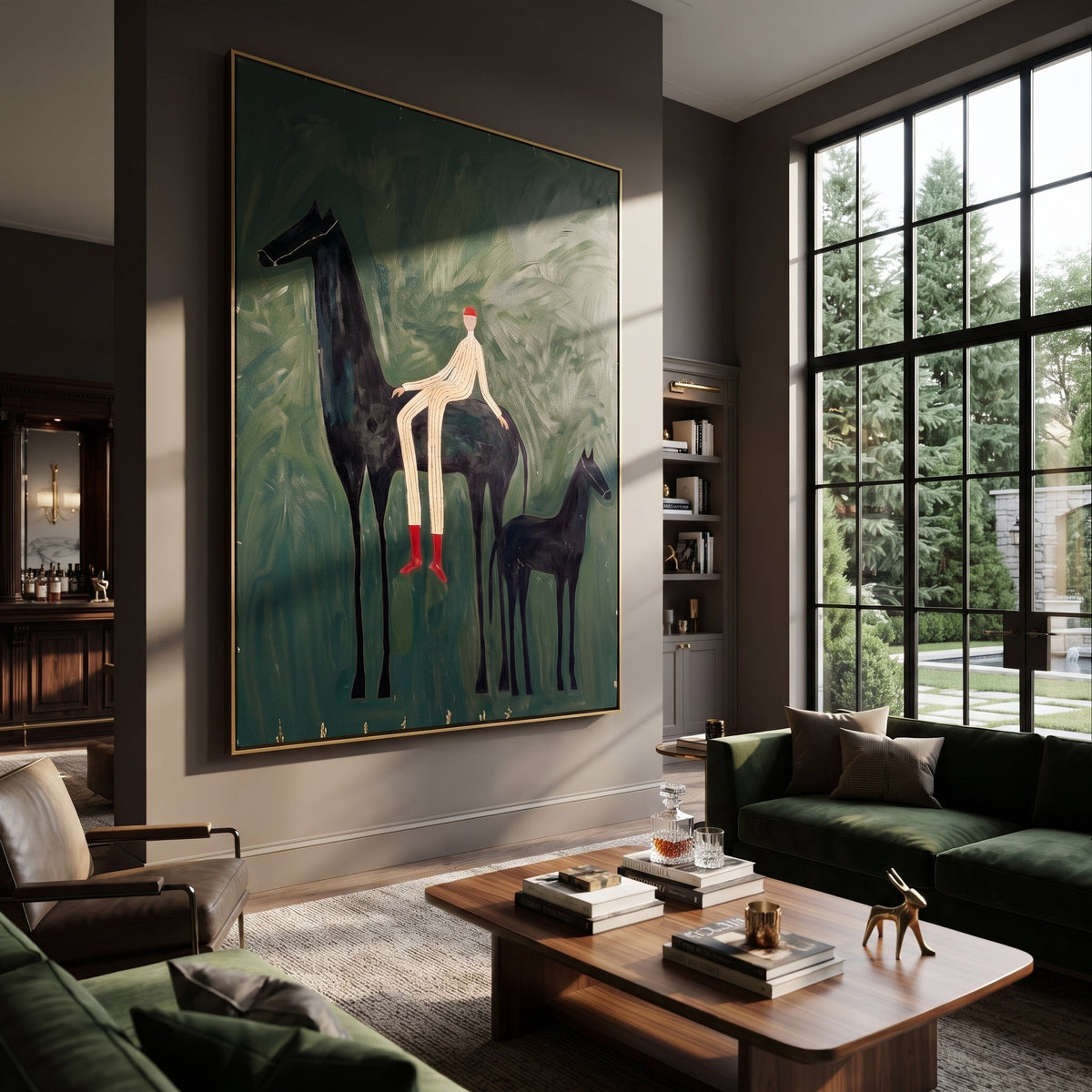 Young Horse Follows Quiet displayed in a layered residential setting
