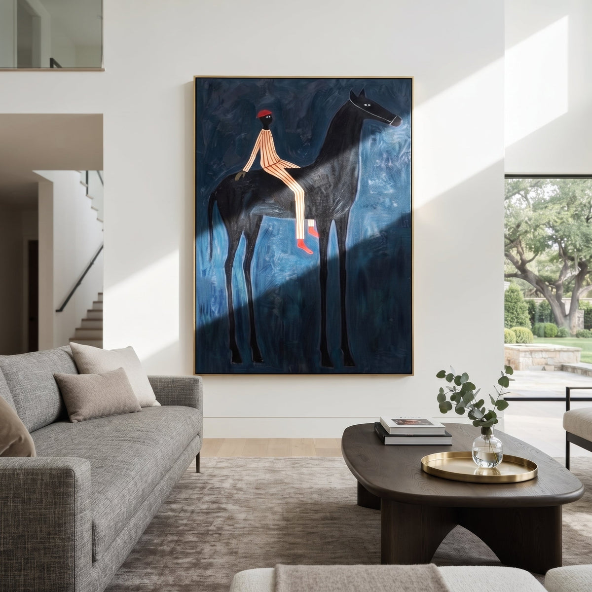 Red Hat Crosses Cobalt displayed in a collected contemporary interior