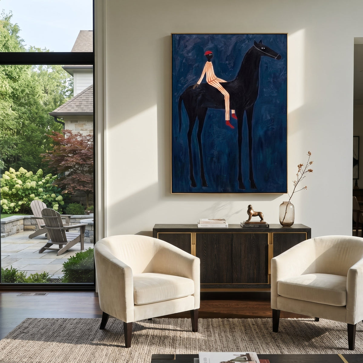 Red Hat Crosses Cobalt styled with warm modern furnishings