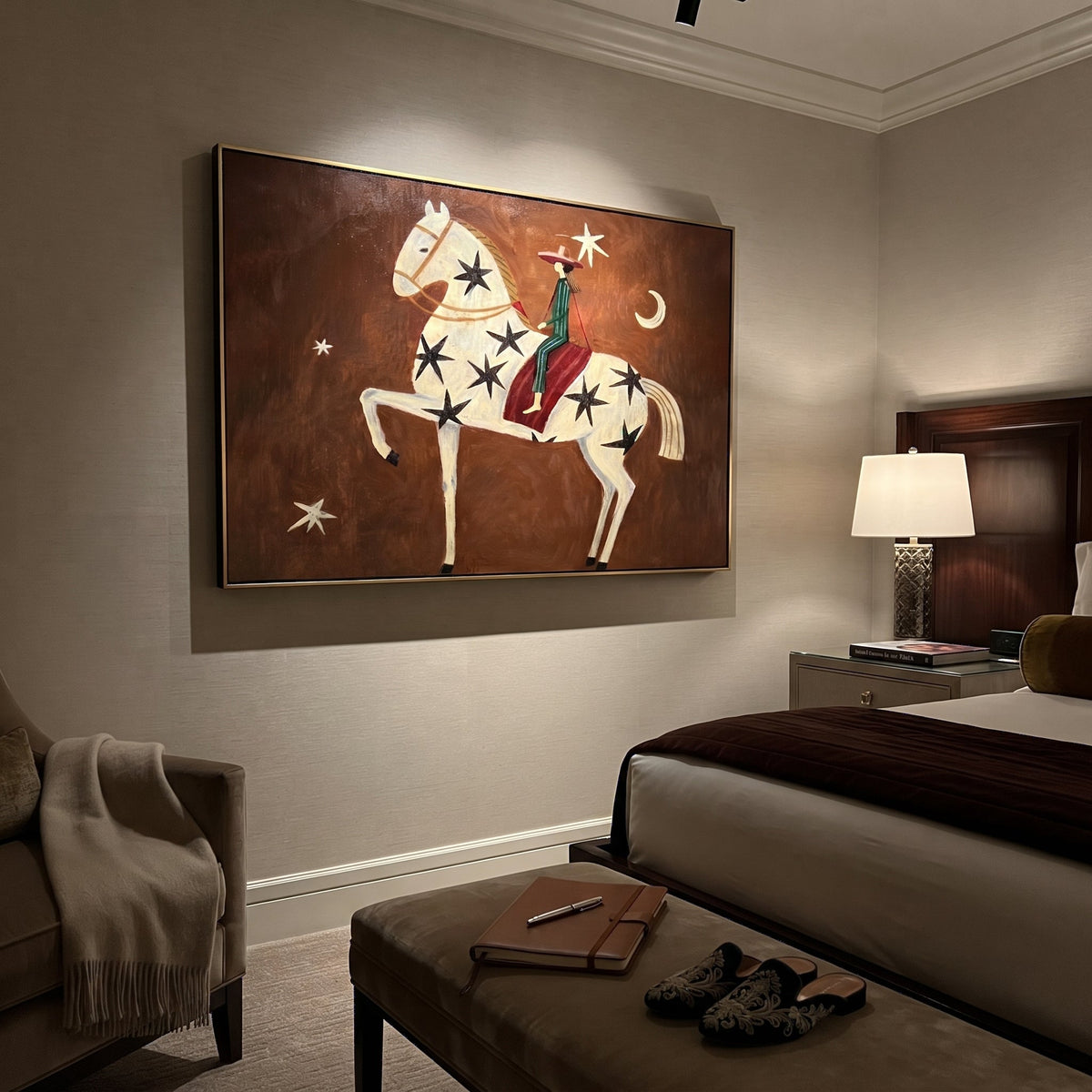 Star Horse Rises Moonward styled with wood, linen, and modern decor