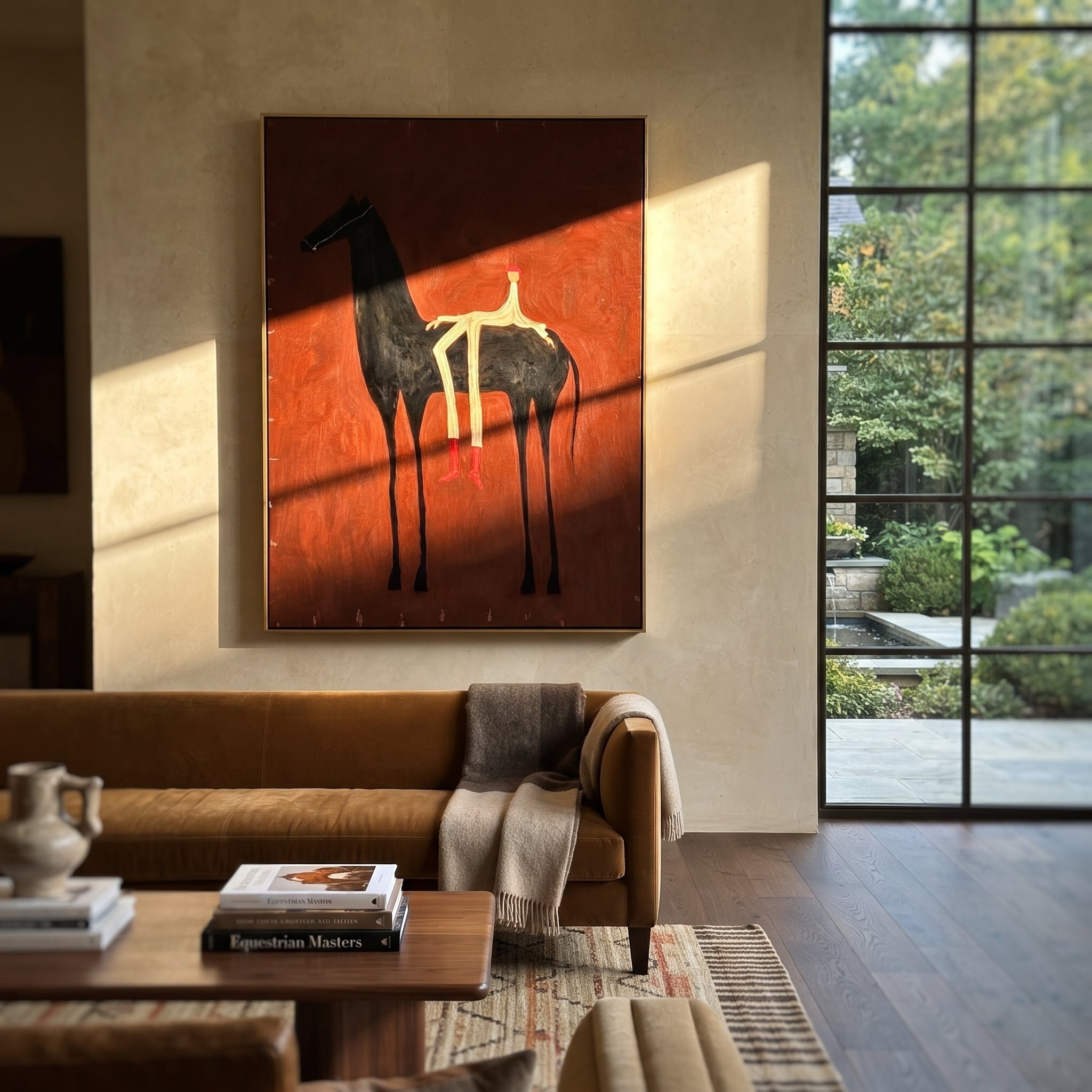 Ember Horse Bears Stripes displayed in a collected contemporary interior
