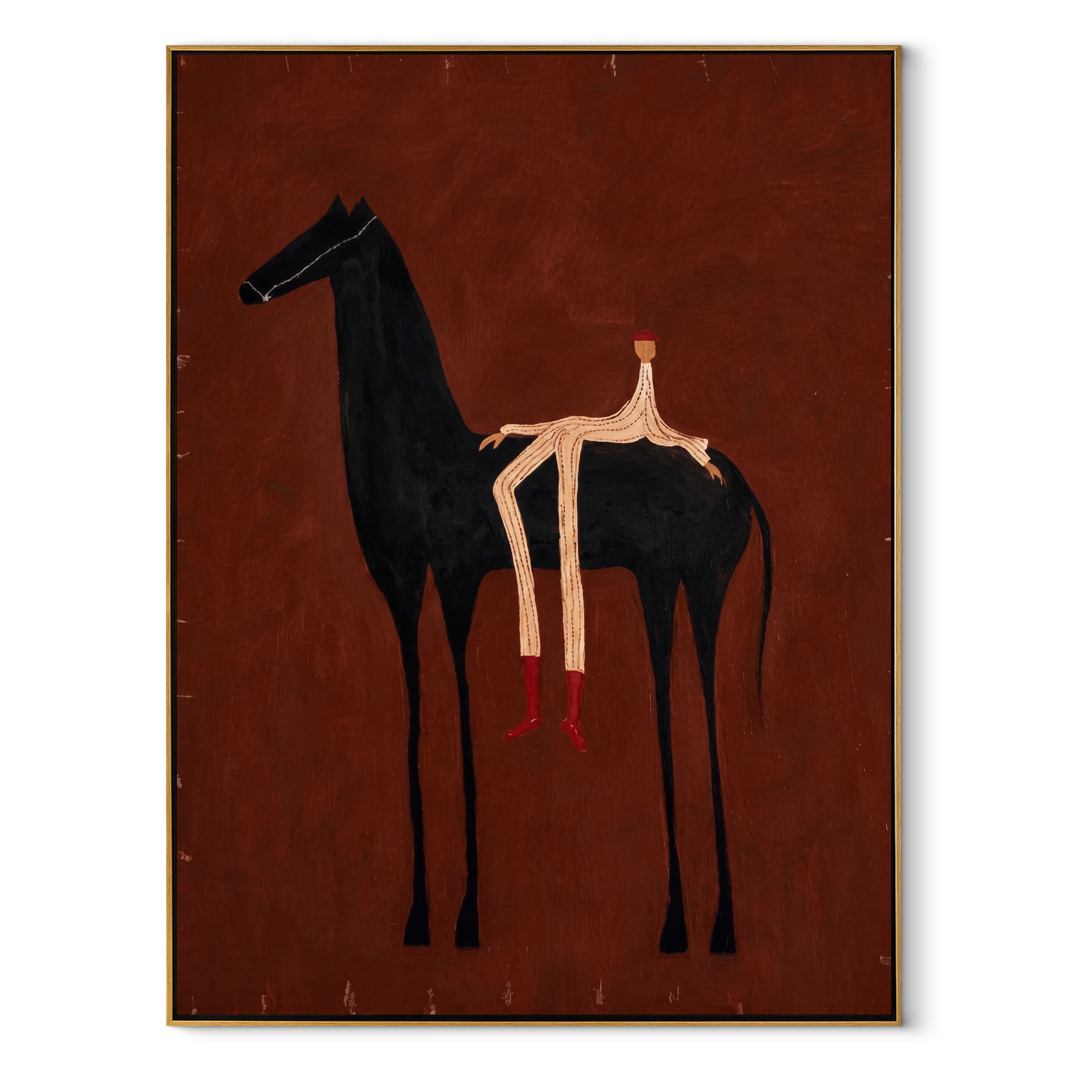 Ember Horse Bears Stripes equestrian horse painting, vertical canvas artwork