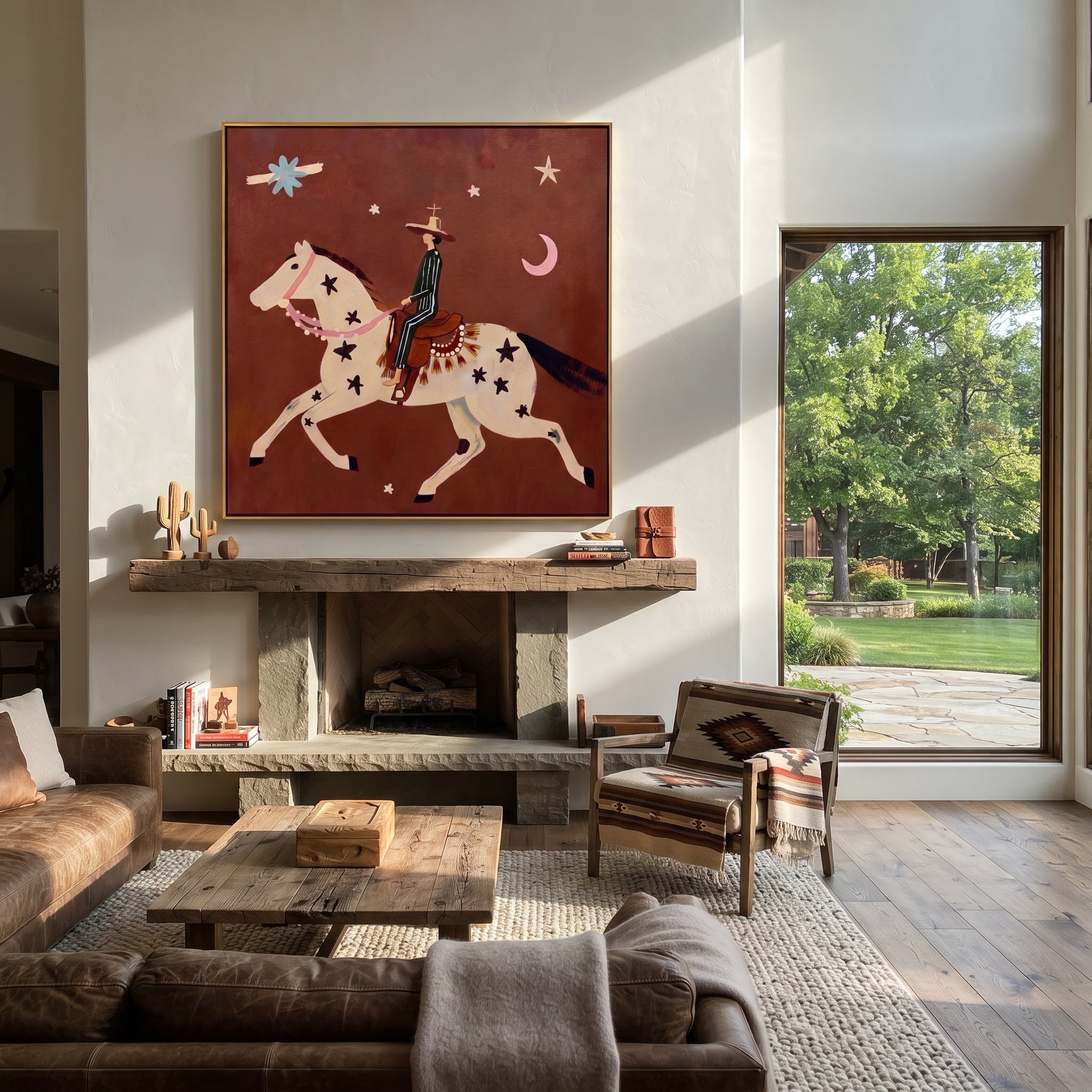 Star Horse Chases Crescent displayed in a collected contemporary interior